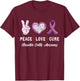Peace Love cure Ulcerative colitis awareness men women T-Shirt - T-Shirt | Maroon