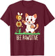 Bee Pawsitive Cat and Bumble Bee Pun Women Girls Kids T-Shirt - T-Shirt | Maroon