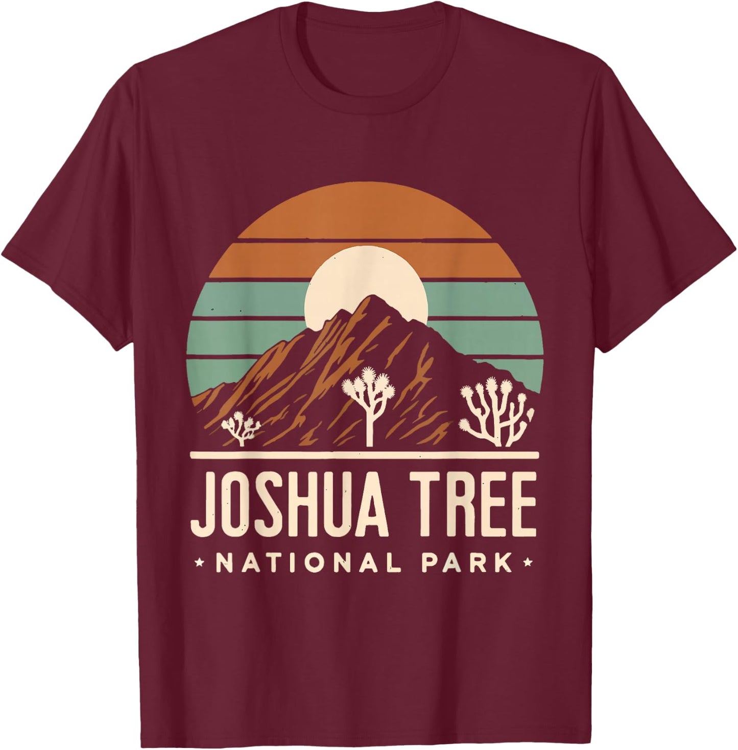 Joshua Tree Retro Vintage Hiking Camping California T-Shirt - T-Shirt | Maroon
