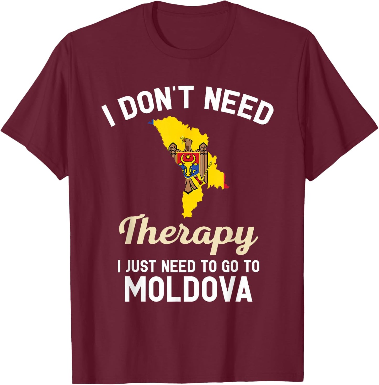Moldova Moldovan Flag Map Travel Gifts T-Shirt - T-Shirt | Maroon
