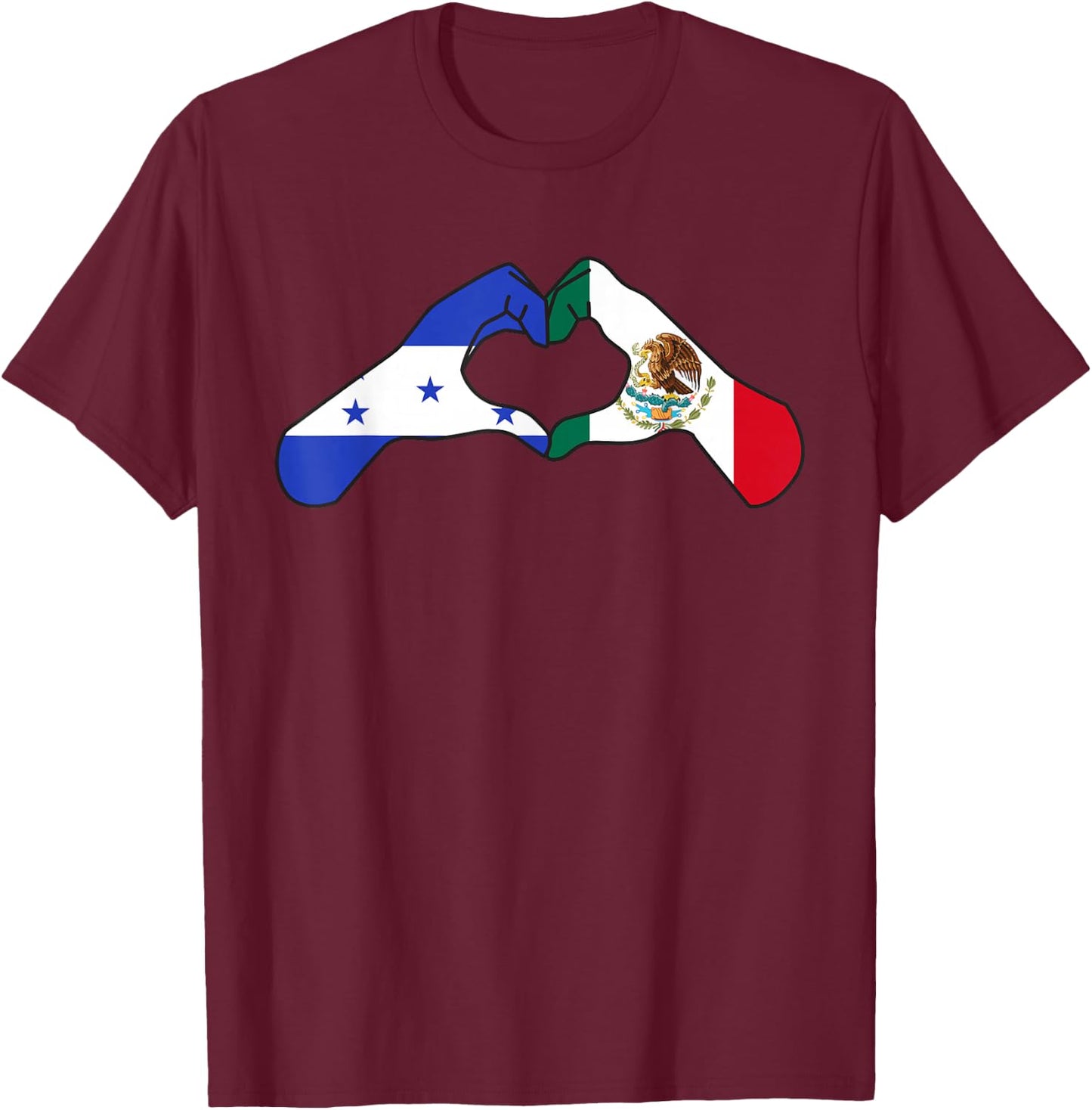 Honduras Mexico Honduran Heart Honduras Flag T-Shirt - T-Shirt | Maroon