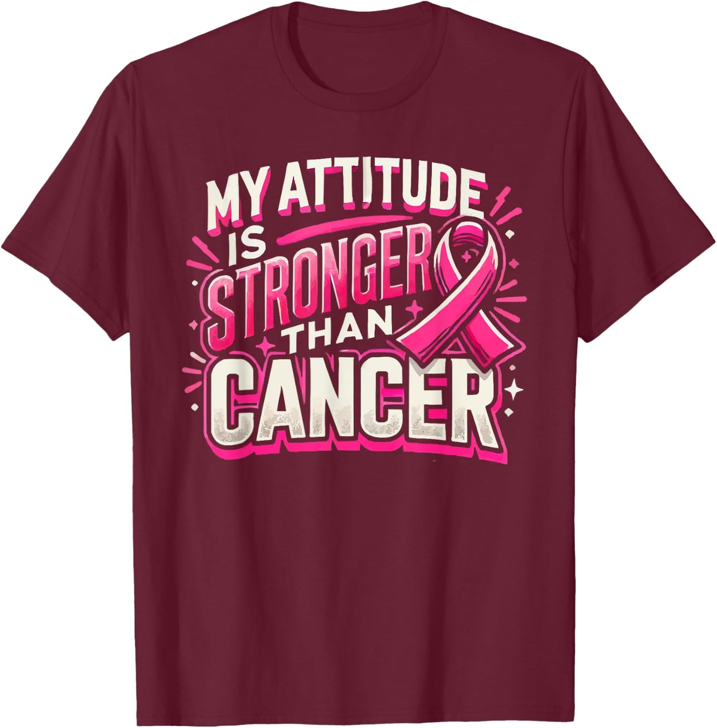 Funny Breast Cancer Awareness Cancer Warrior Pink Ribbon T-Shirt - T-Shirt | Maroon
