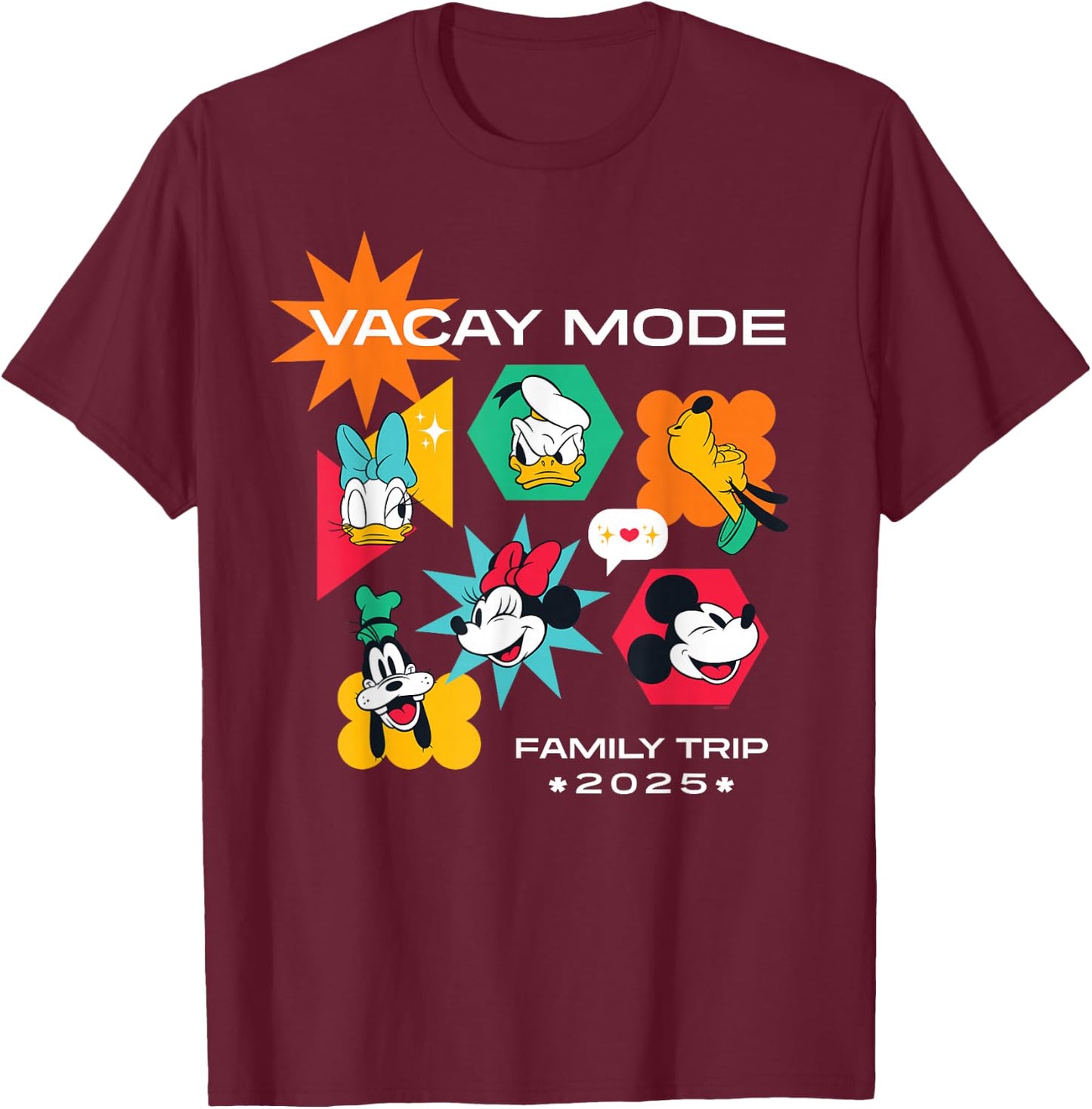 Disney Mickey & Friends Vacay Mode Family Trip Vacation 2025 T-Shirt - T-Shirt | Maroon