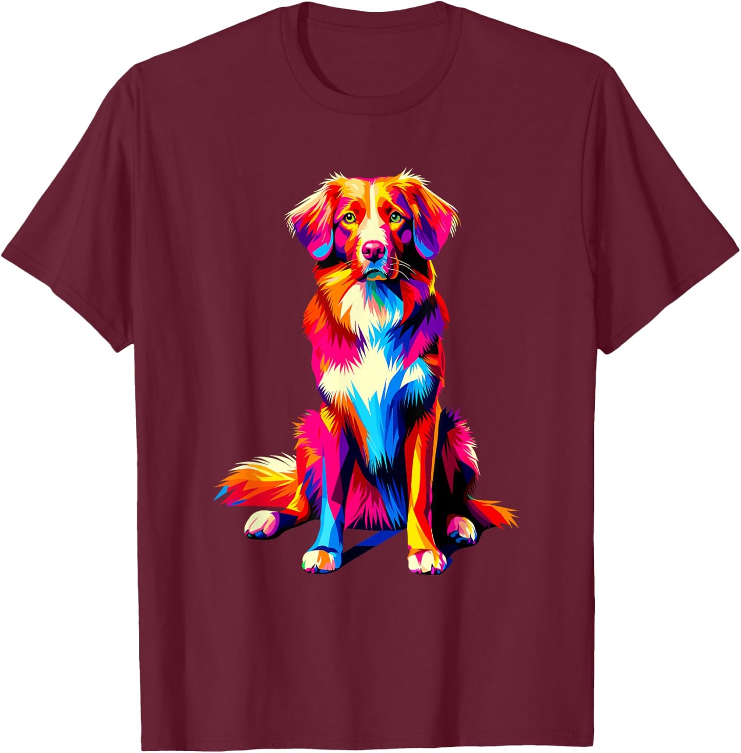 Colorful Pop Art Nova Scotia Duck Tolling Retriever T-Shirt - T-Shirt | Maroon