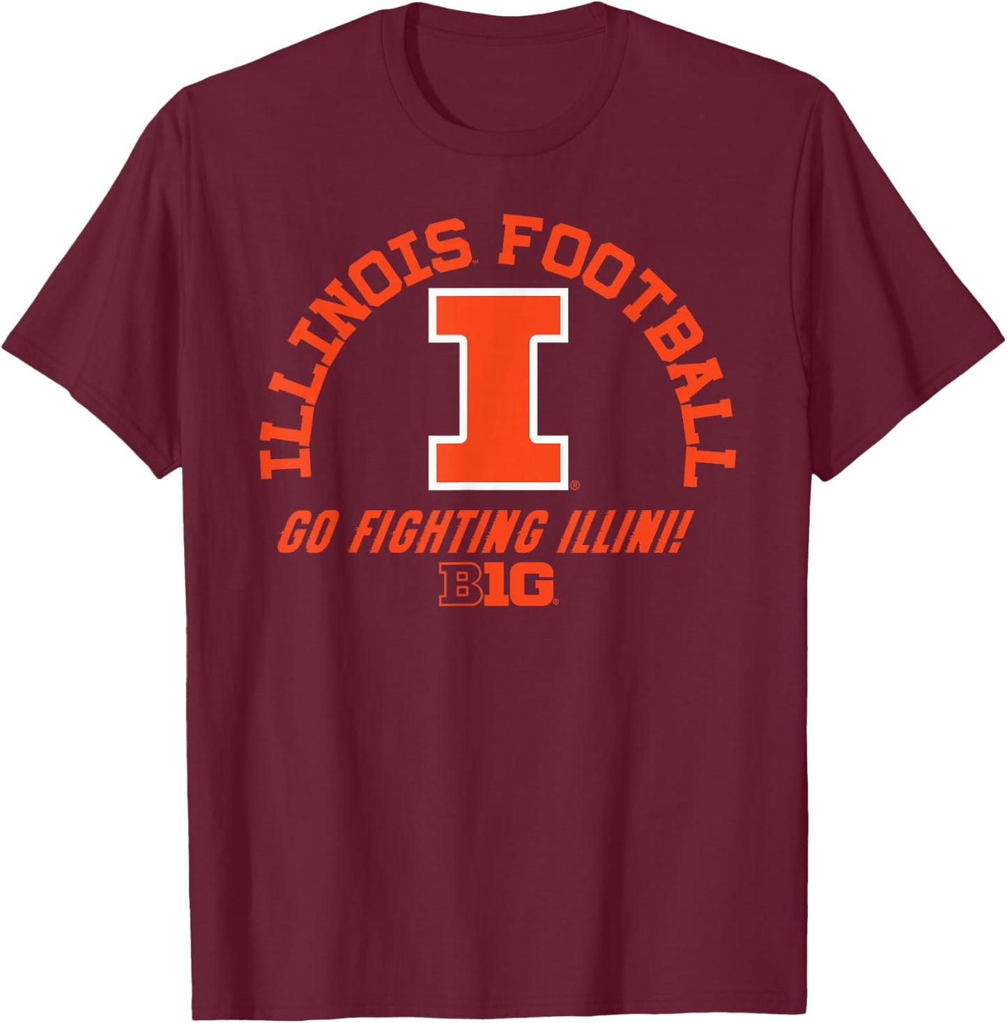 Illinois Fighting Illini Big 10 Football Logo T-Shirt - T-Shirt | Maroon