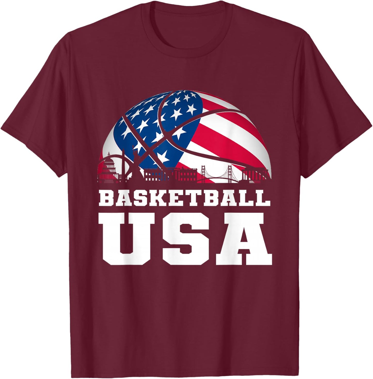Basketball USA Support The Team USA Flag Dream T-Shirt - T-Shirt | Maroon