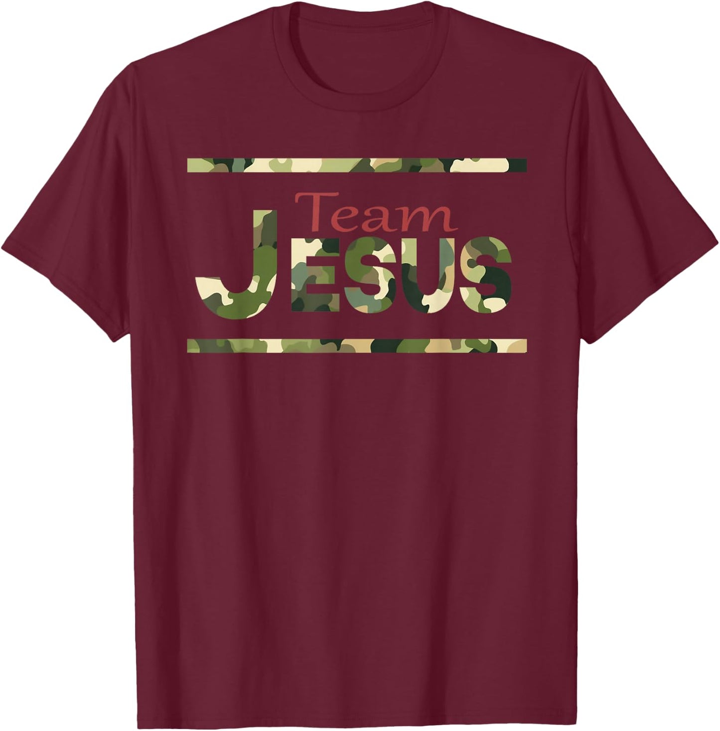 Team Jesus Christian Camo camouflage army T-Shirt - T-Shirt | Maroon