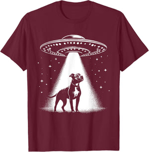 American Pit Bull Terrier Mom Dad Dog - Funny Alien UFO T-Shirt - T-Shirt | Maroon