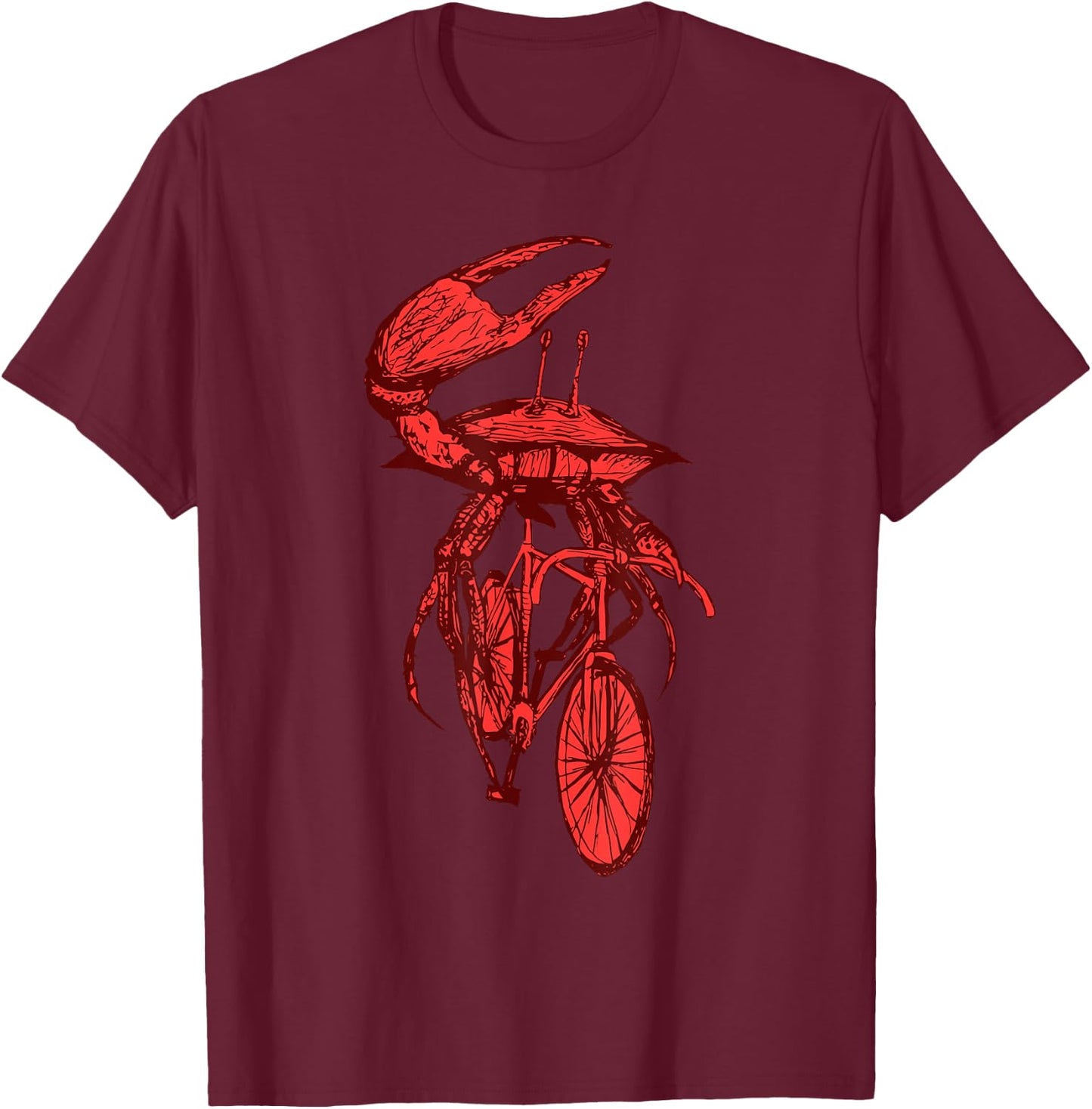Crab Riding A Bicycle Vintage Cycling Biking Crab Biker T-Shirt - T-Shirt | Maroon