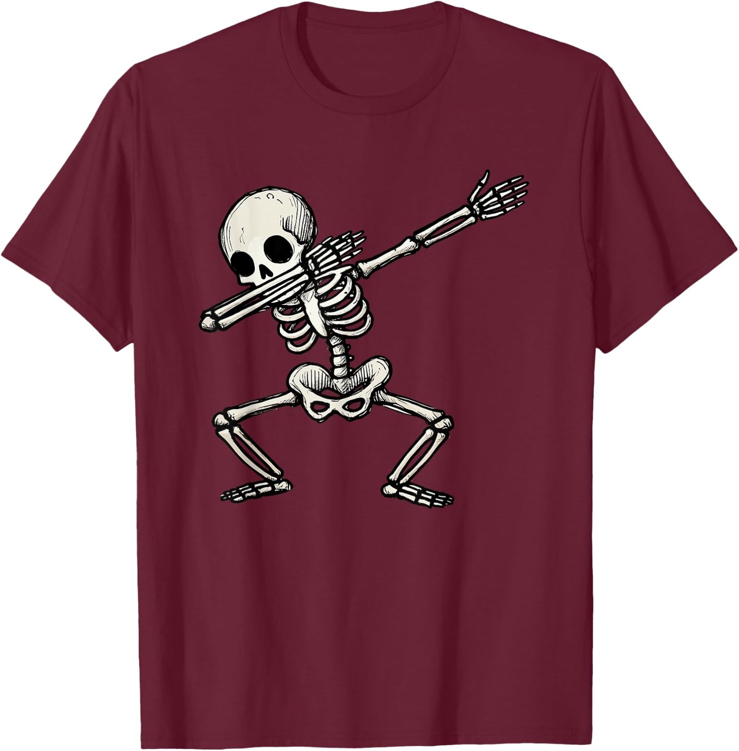 Skeleton Dabbing, Halloween, Men, Boys | Dab Dance, Rib Cage T-Shirt - T-Shirt | Maroon