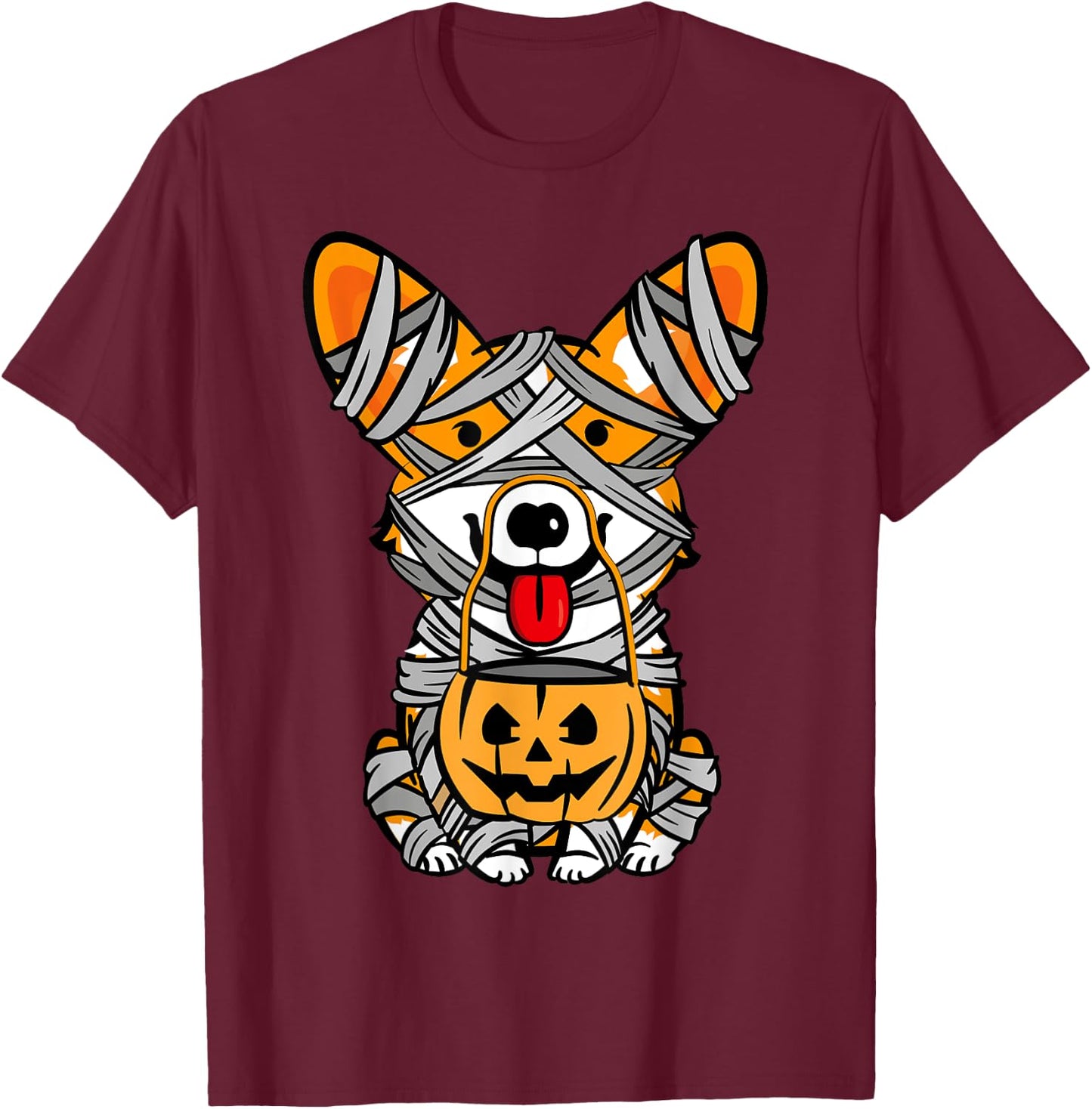 Cute Halloween Costume Welsh Corgi Mummy Dog Lover Design Women Kids T-Shirt - T-Shirt | Maroon