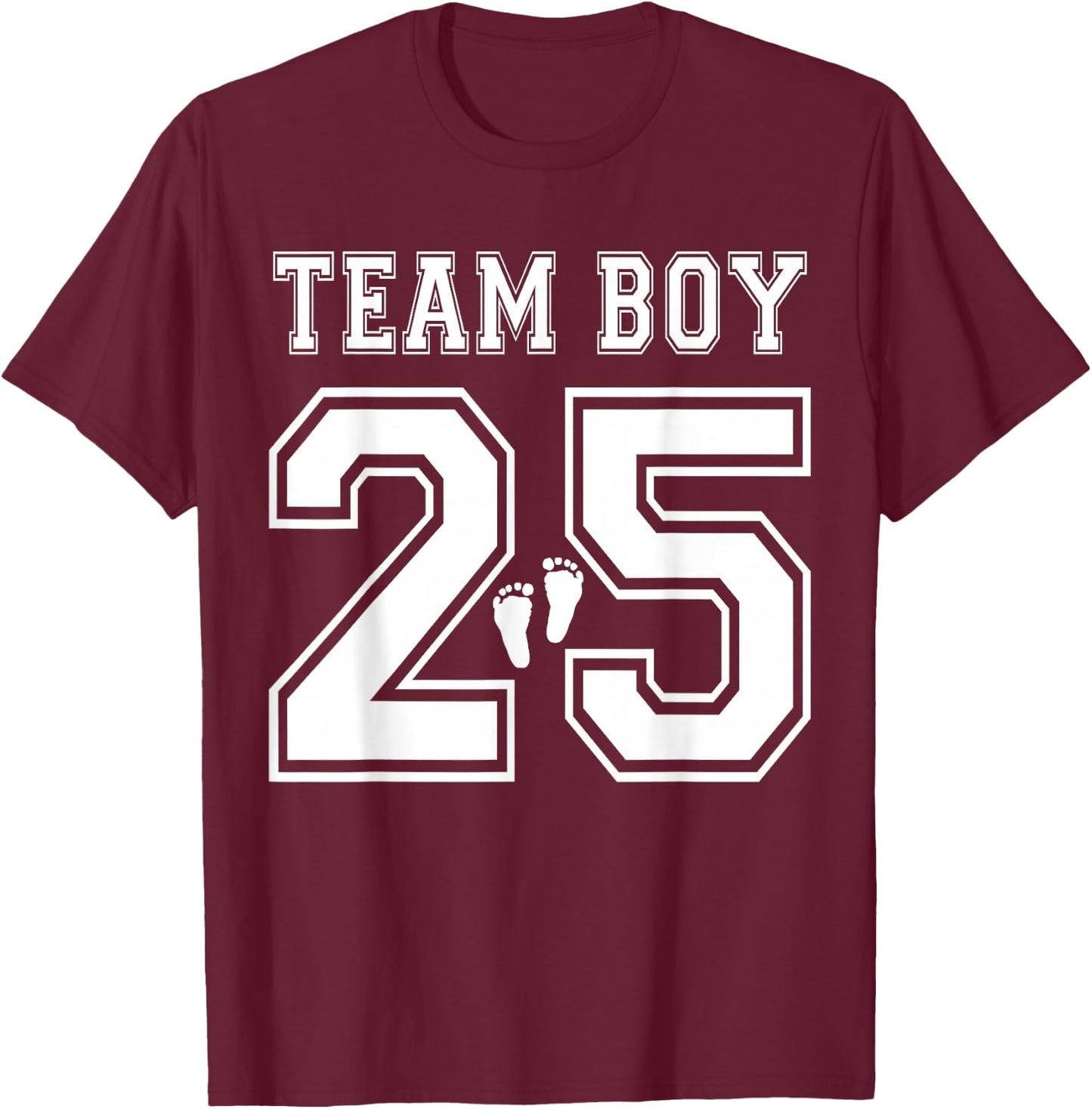 2025 Team Boy Gender Reveal Boy Baby Shower Adoption T-Shirt - T-Shirt | Maroon