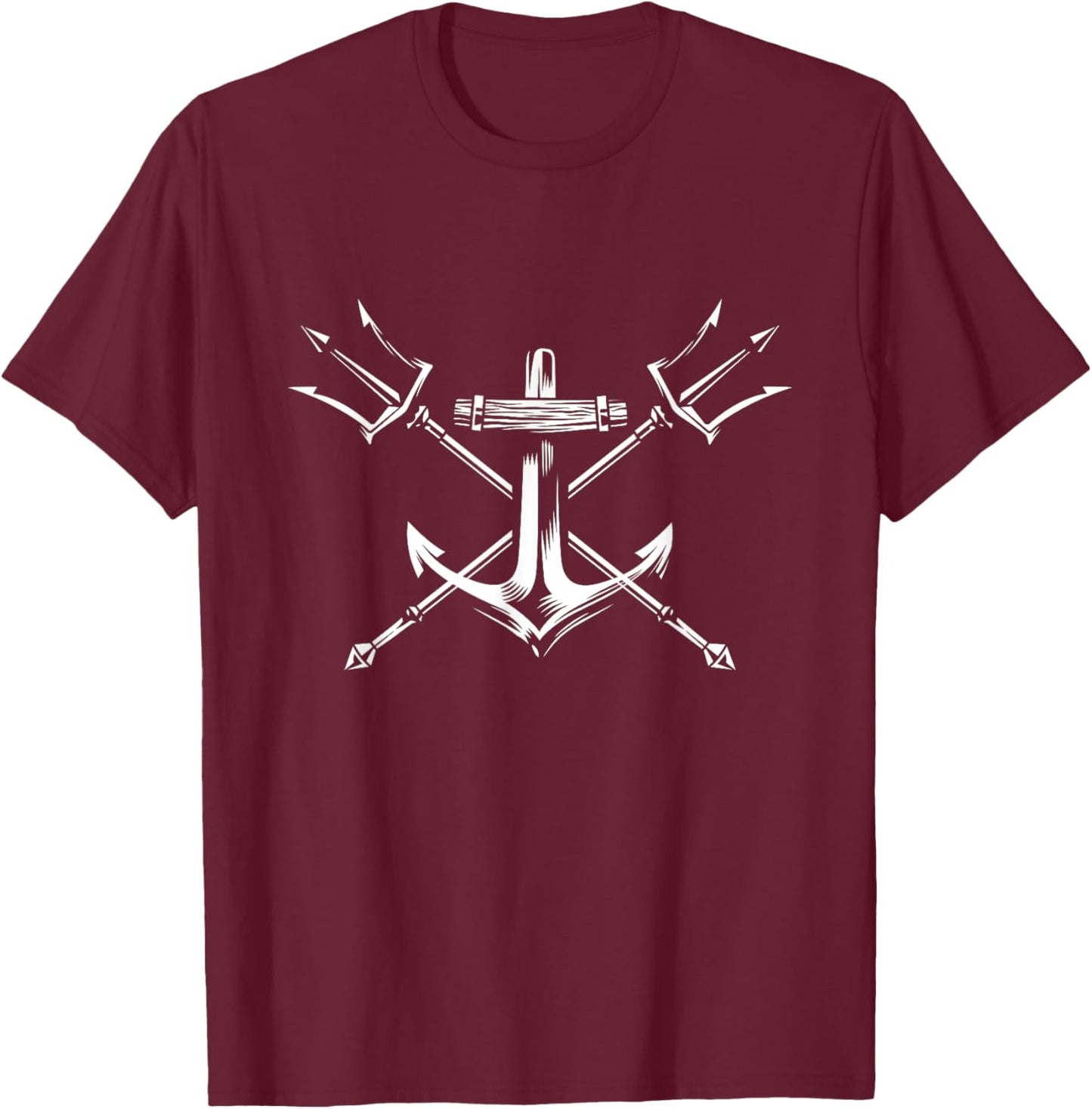 Poseidon Trident Shirt Lord of the Sea Greek Nautical Anchor T-Shirt - T-Shirt | Maroon