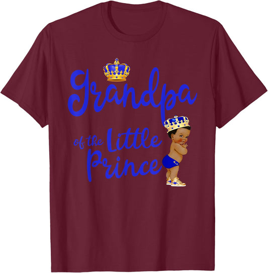 Grandpa Of The Birthday Prince Boy Bday Party Idea T-Shirt - T-Shirt | Maroon