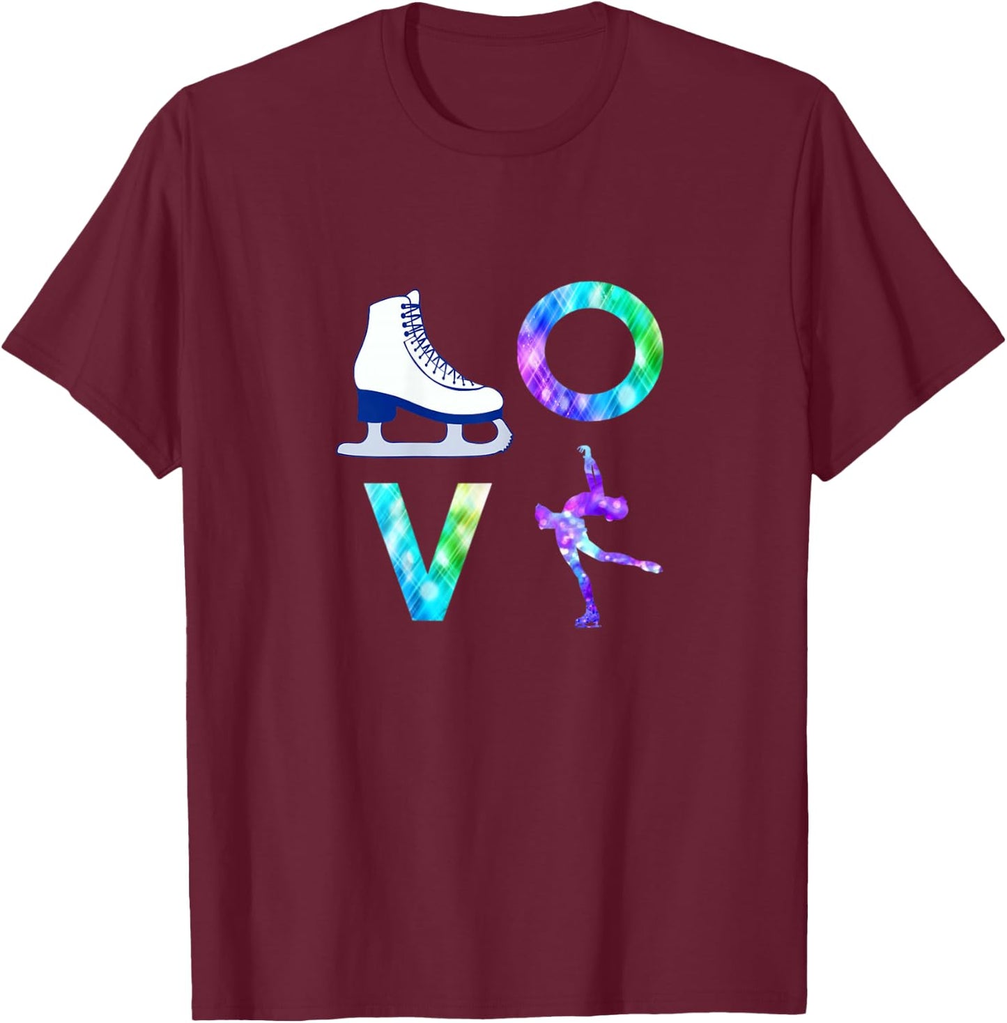 Love Figure Skating Ice Skater Girls T-Shirt - T-Shirt | Maroon