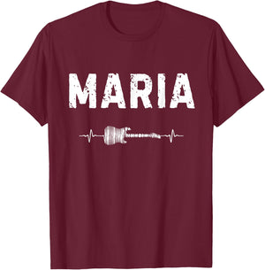 Maria Guitar Heartbeat Music Guitarist Retro Vintage T-Shirt - T-Shirt | Maroon