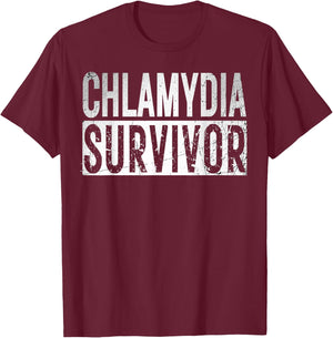 Chlamydia Survivor Retro Funny Adult Humor Inappropriate T-Shirt - T-Shirt | Maroon
