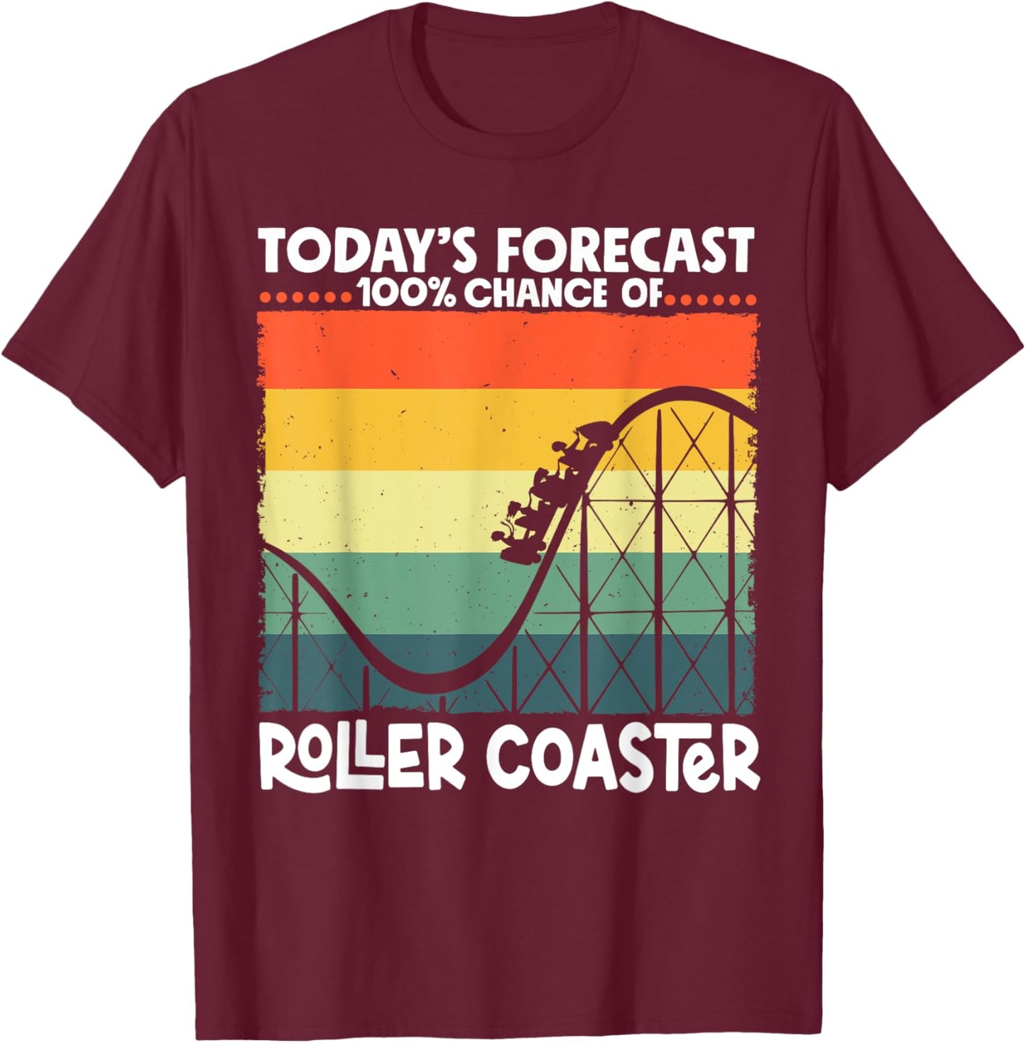 Funny RollerCoaster Vintage Amusement Park T-Shirt - T-Shirt | Maroon