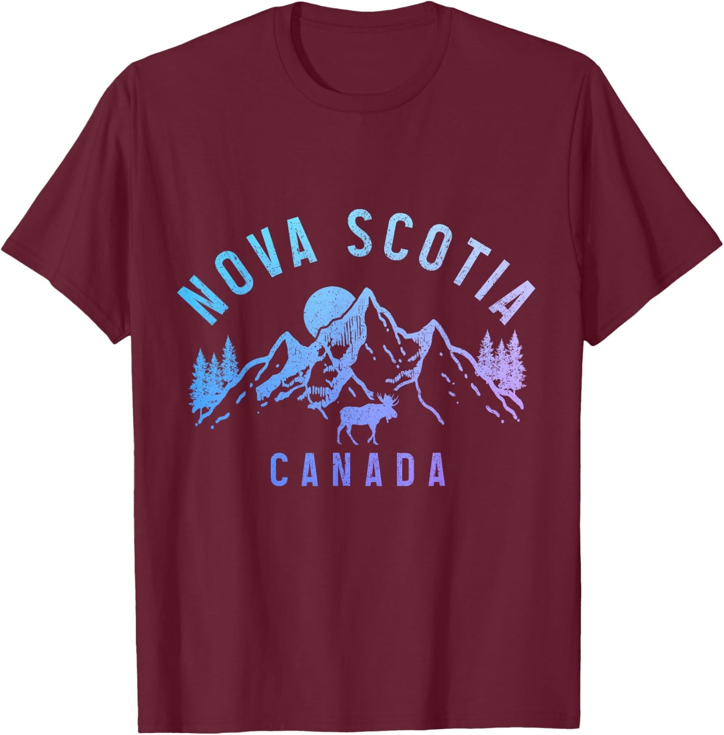 Nova Scotia Vintage Mountains Elk Canada Souvenir T-Shirt - T-Shirt | Maroon