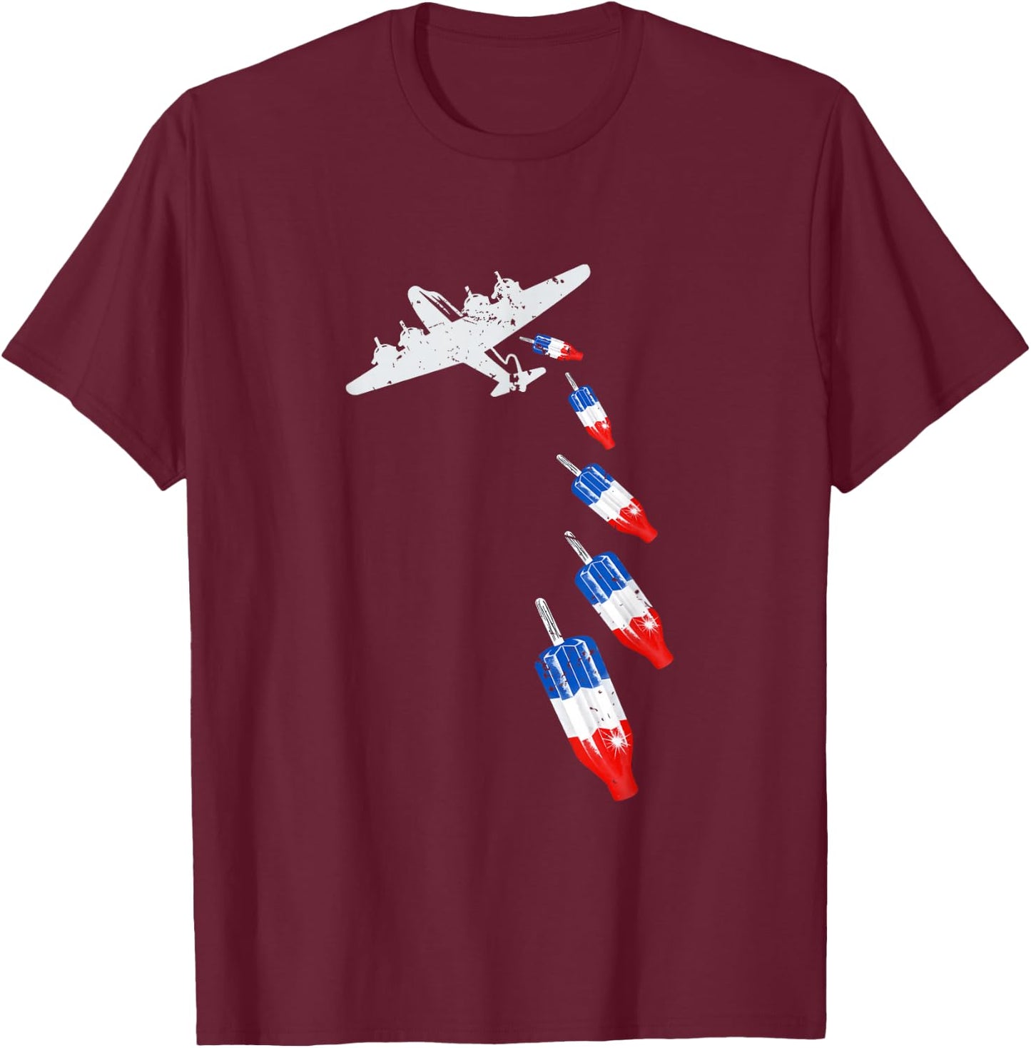 Vintage Bomb Pops Ice Cream American Flag Remembrance Day T-Shirt - T-Shirt | Maroon