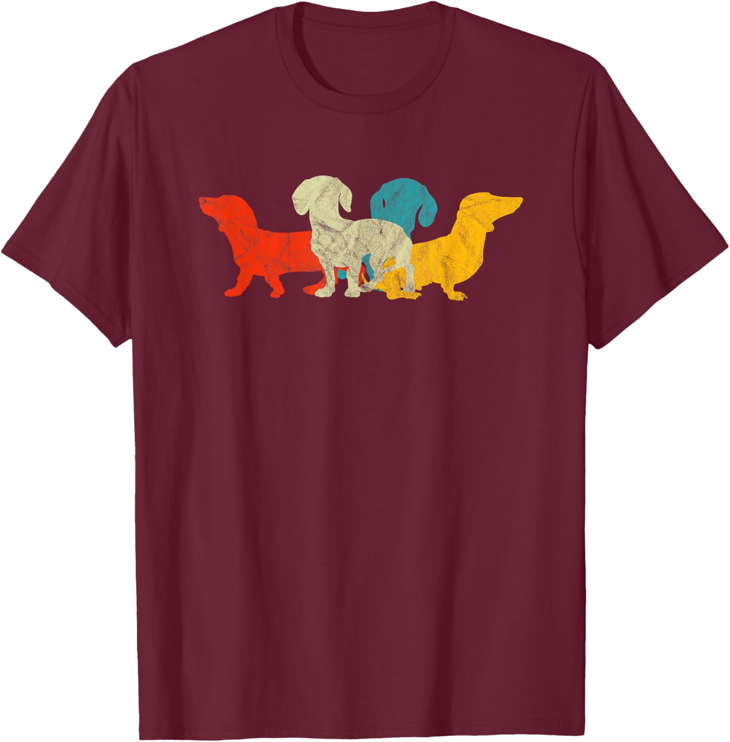70s Retro Dachshund Gifts Wiener Dog Owner Matching Rescue Men Women Girls Kids T-Shirt - T-Shirt | Maroon