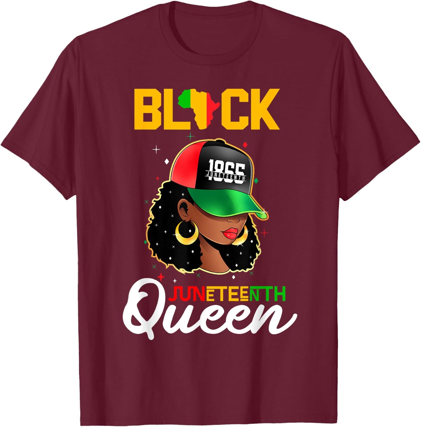 1865 Juneteenth Black Queen T-Shirt - T-Shirt | Maroon