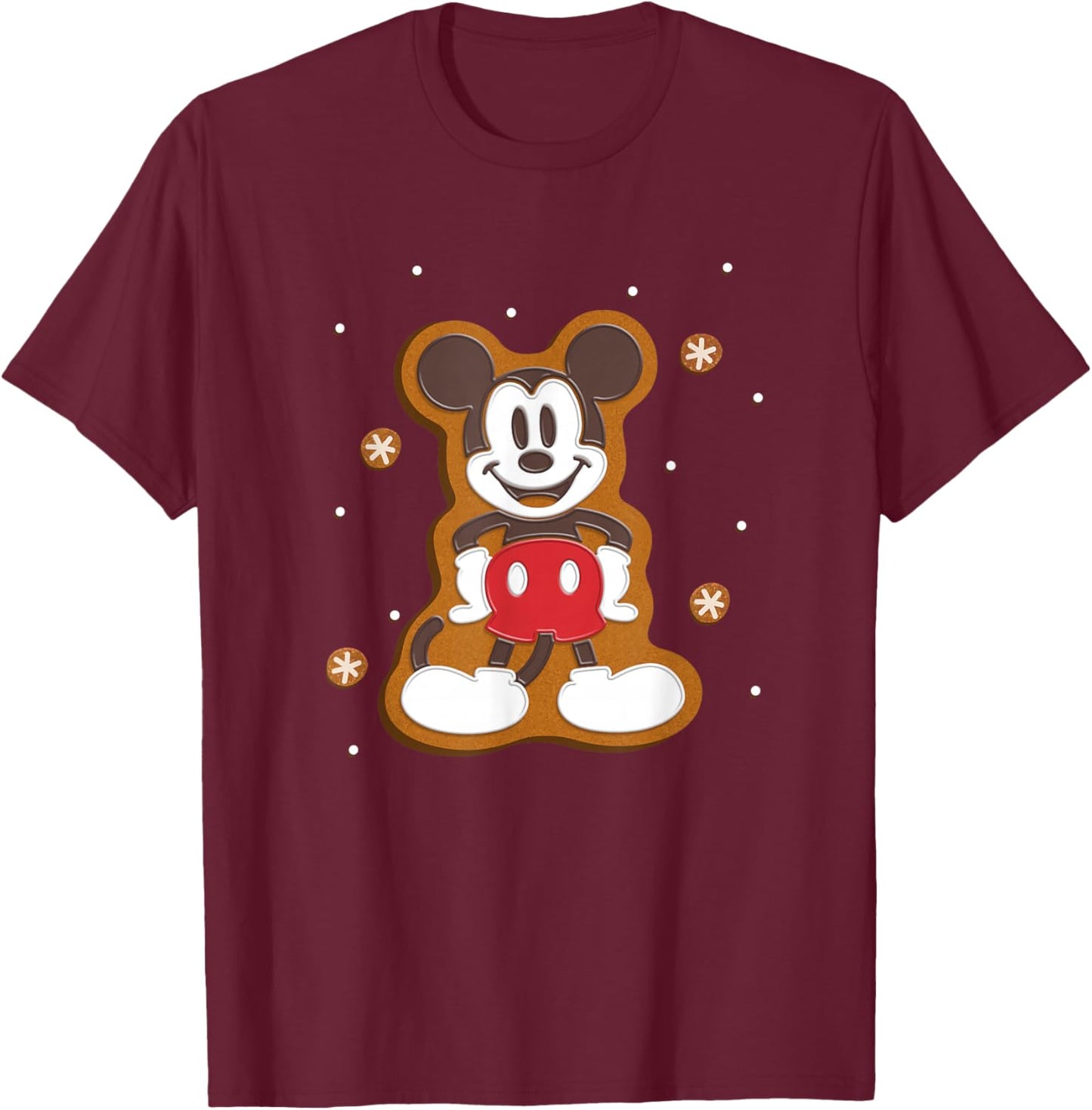 Disney Mickey and Friends Christmas Gingerbread Mickey T-Shirt - T-Shirt | Maroon