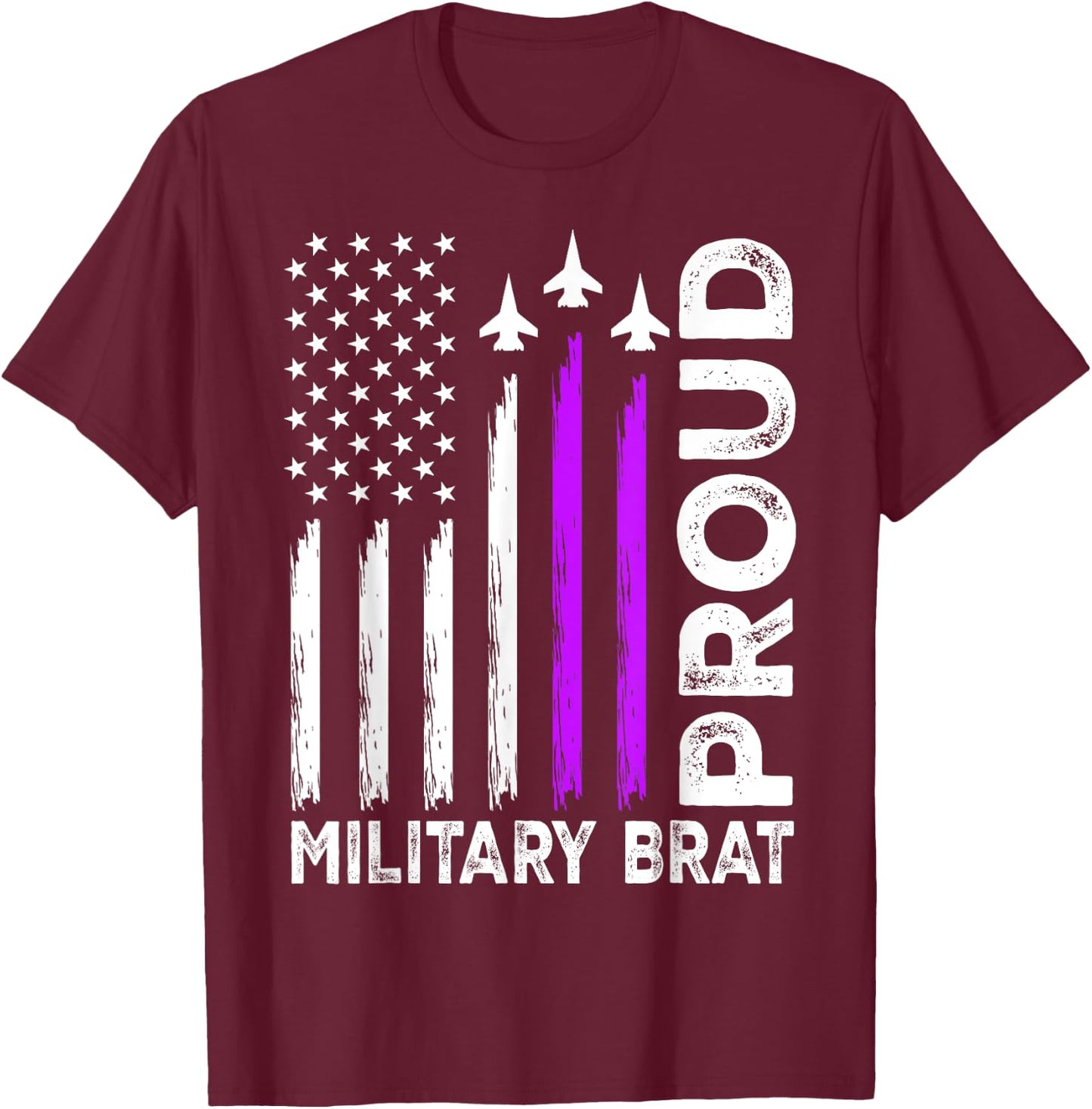 Proud Military Brat Military Child Month Purple Up T-Shirt - T-Shirt | Maroon