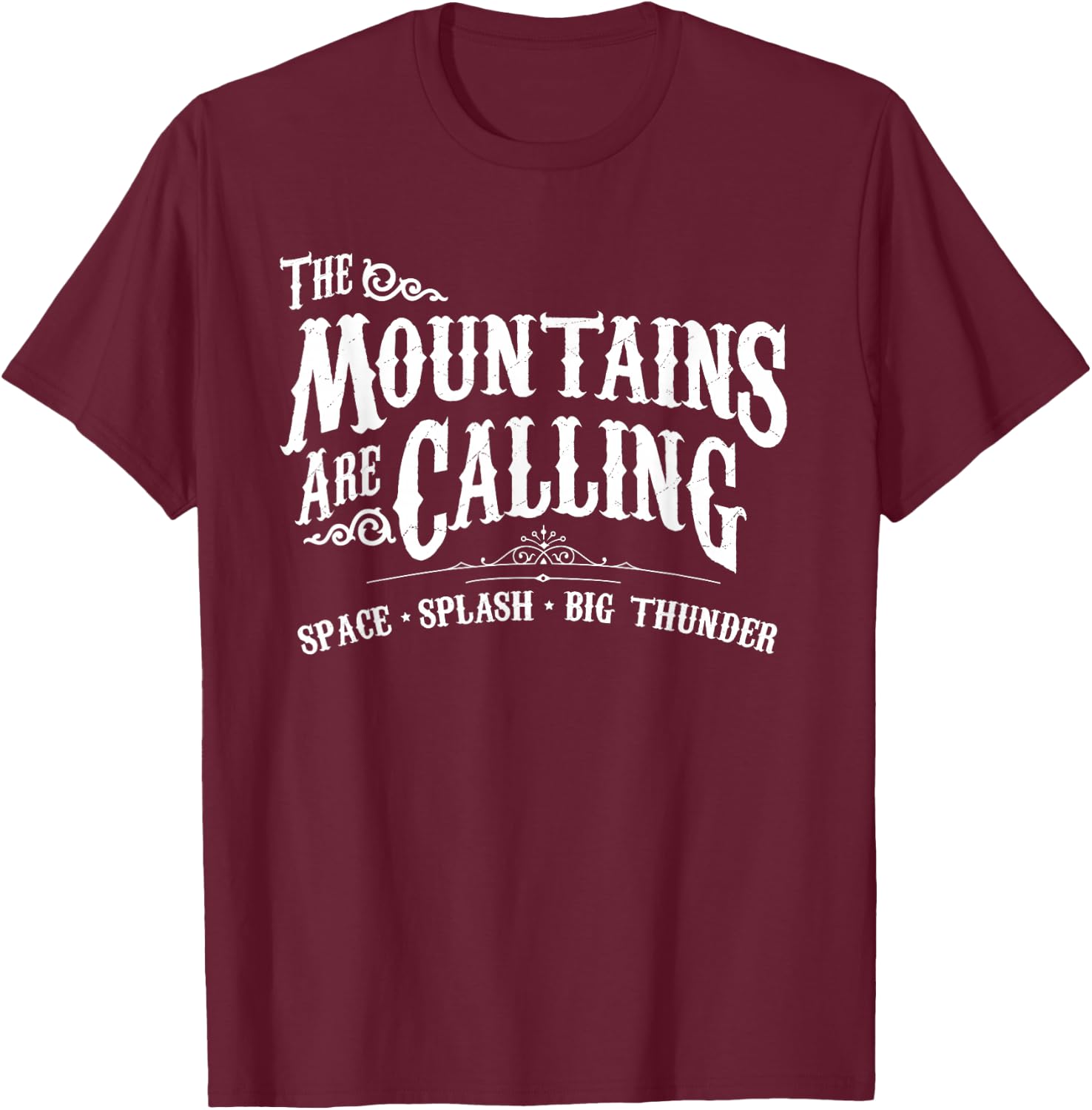Mountains are Calling Space Splash Big Thunder Theme Park T-Shirt - T-Shirt | Maroon