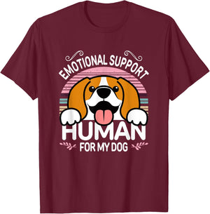 Beagle Dog Emotional Support Human, Funny Cute Pet Lover ESA T-Shirt - T-Shirt | Maroon