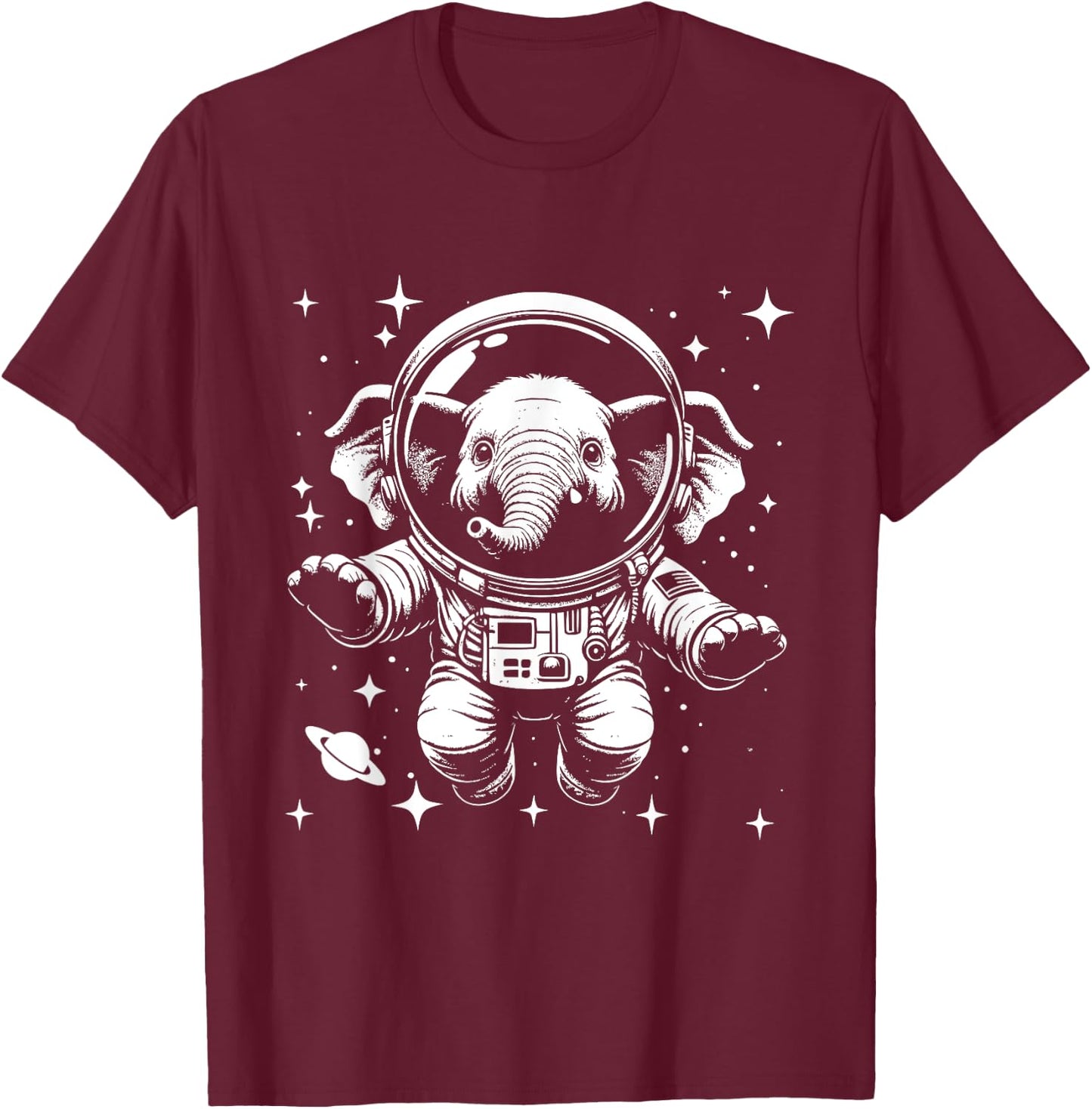 Elephant Dad Mom Space - Astronaut Elephant T-Shirt - T-Shirt | Maroon