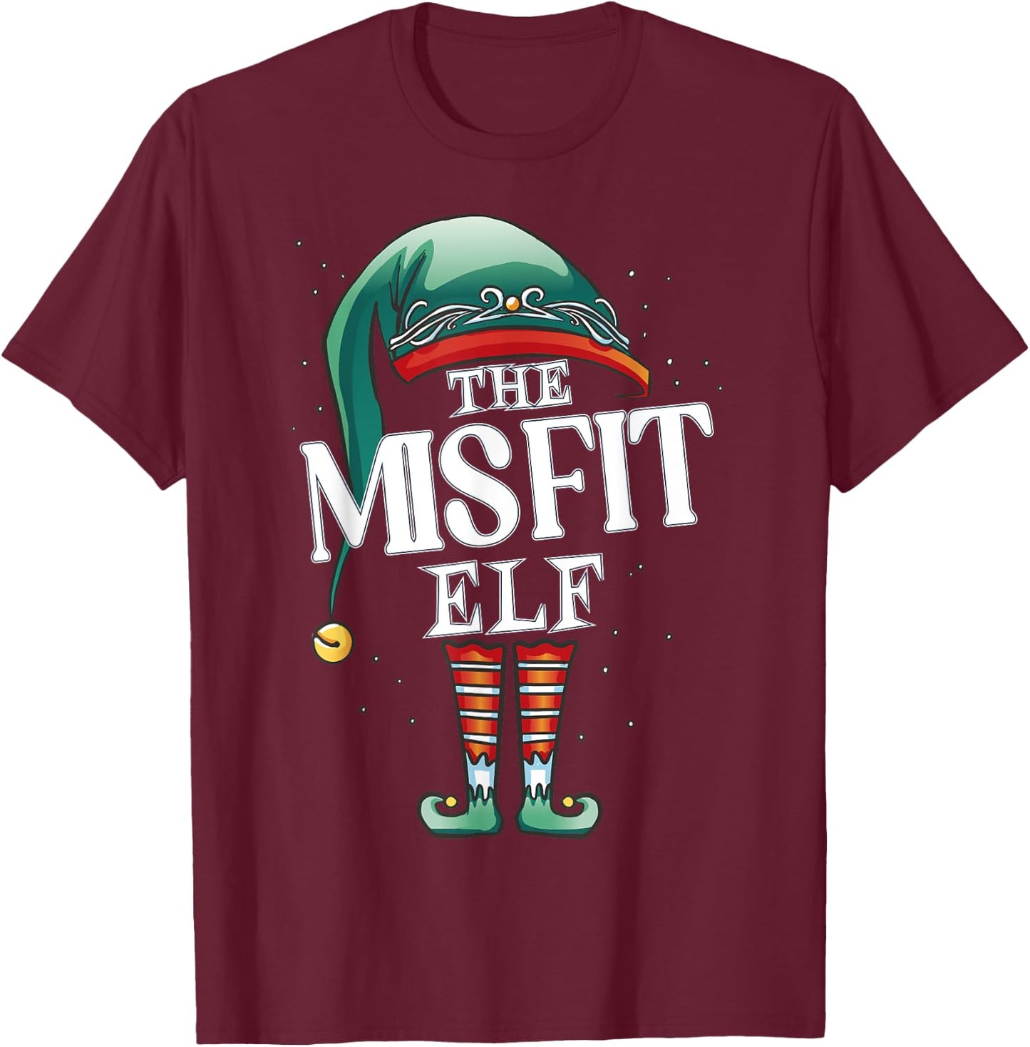 Misfit Elf Christmas Group Xmas Pajama Party T-Shirt - T-Shirt | Maroon