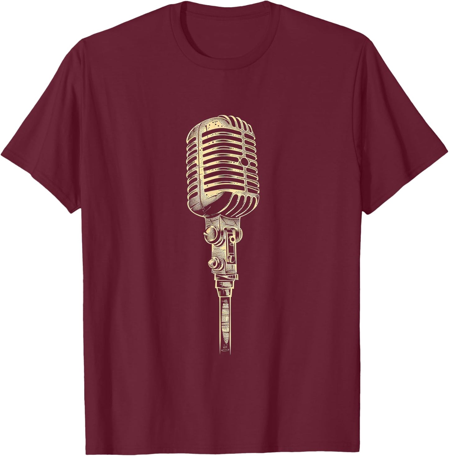 Vintage Microphone T-Shirt - T-Shirt | Maroon