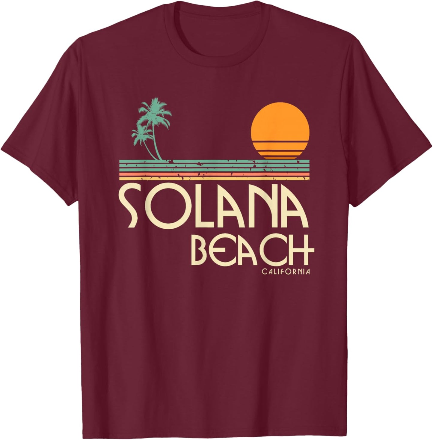Solana Beach California T-Shirt - T-Shirt | Maroon
