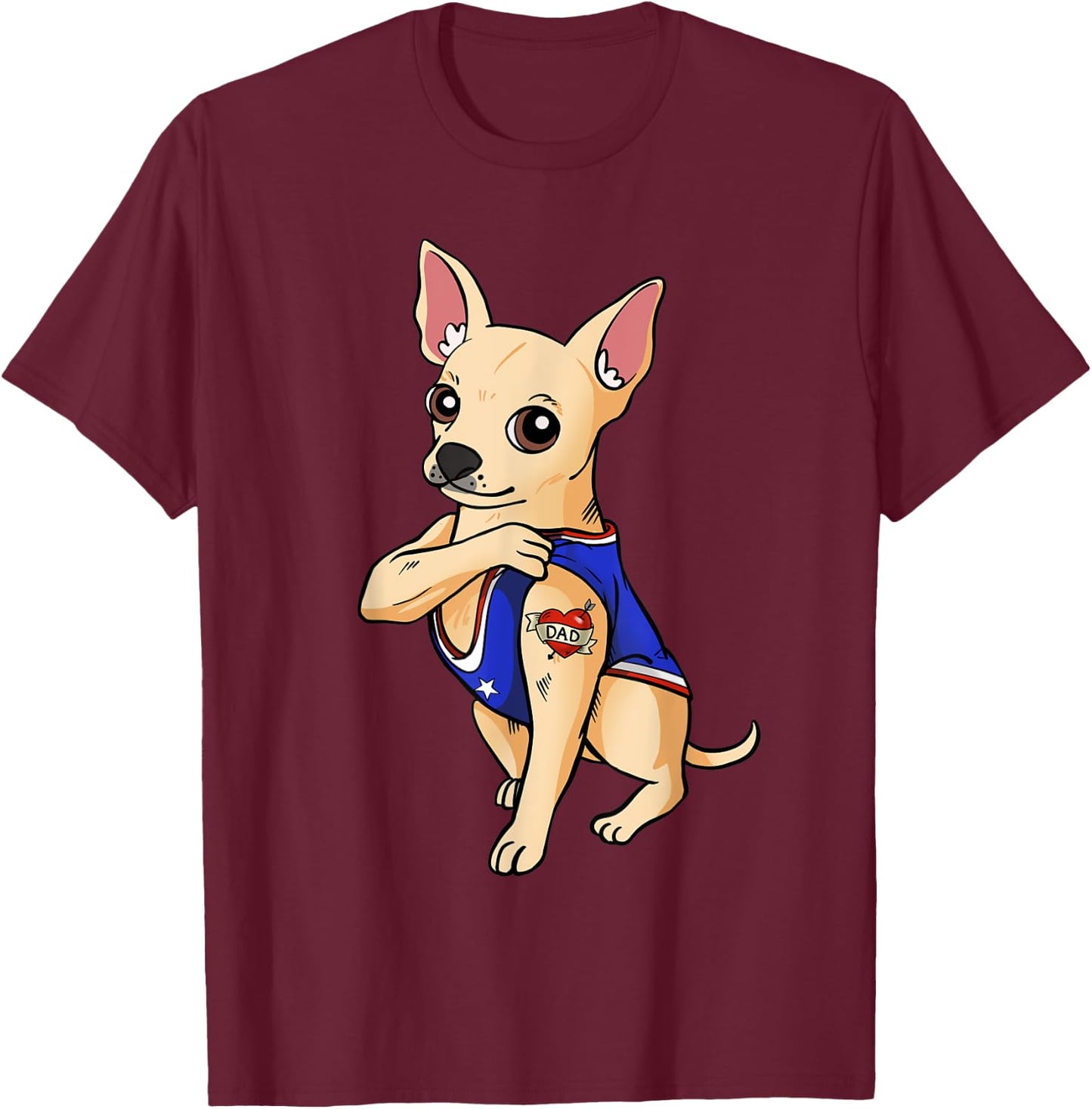 Chihuahua Dog Love Dad Puppy Owner Chi-chi Men Women Kids T-Shirt - T-Shirt | Maroon
