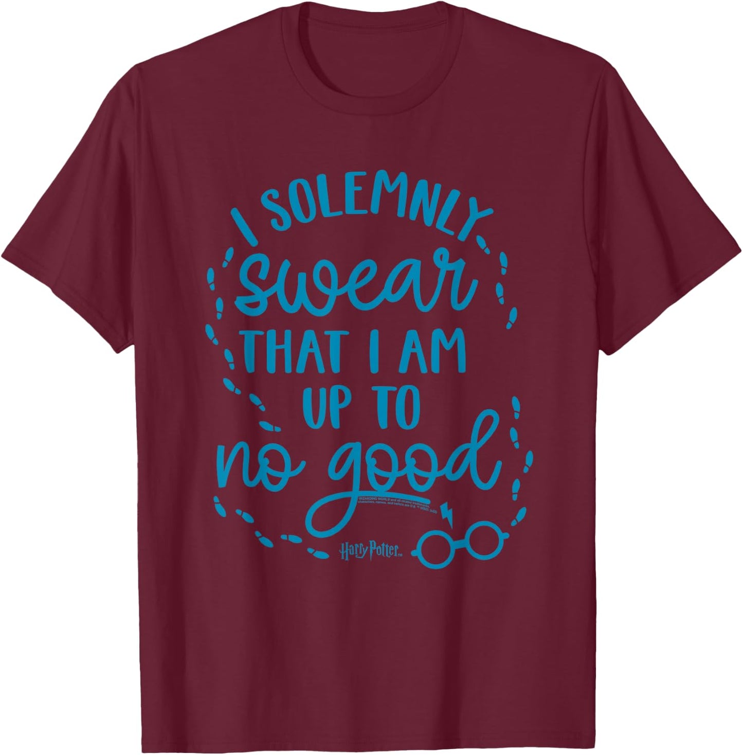Harry Potter Up to No Good on Blue T-Shirt - T-Shirt | Maroon