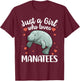 Cool Manatee Art Girls Kids Ocean Dugong Manatee T-Shirt - T-Shirt | Maroon