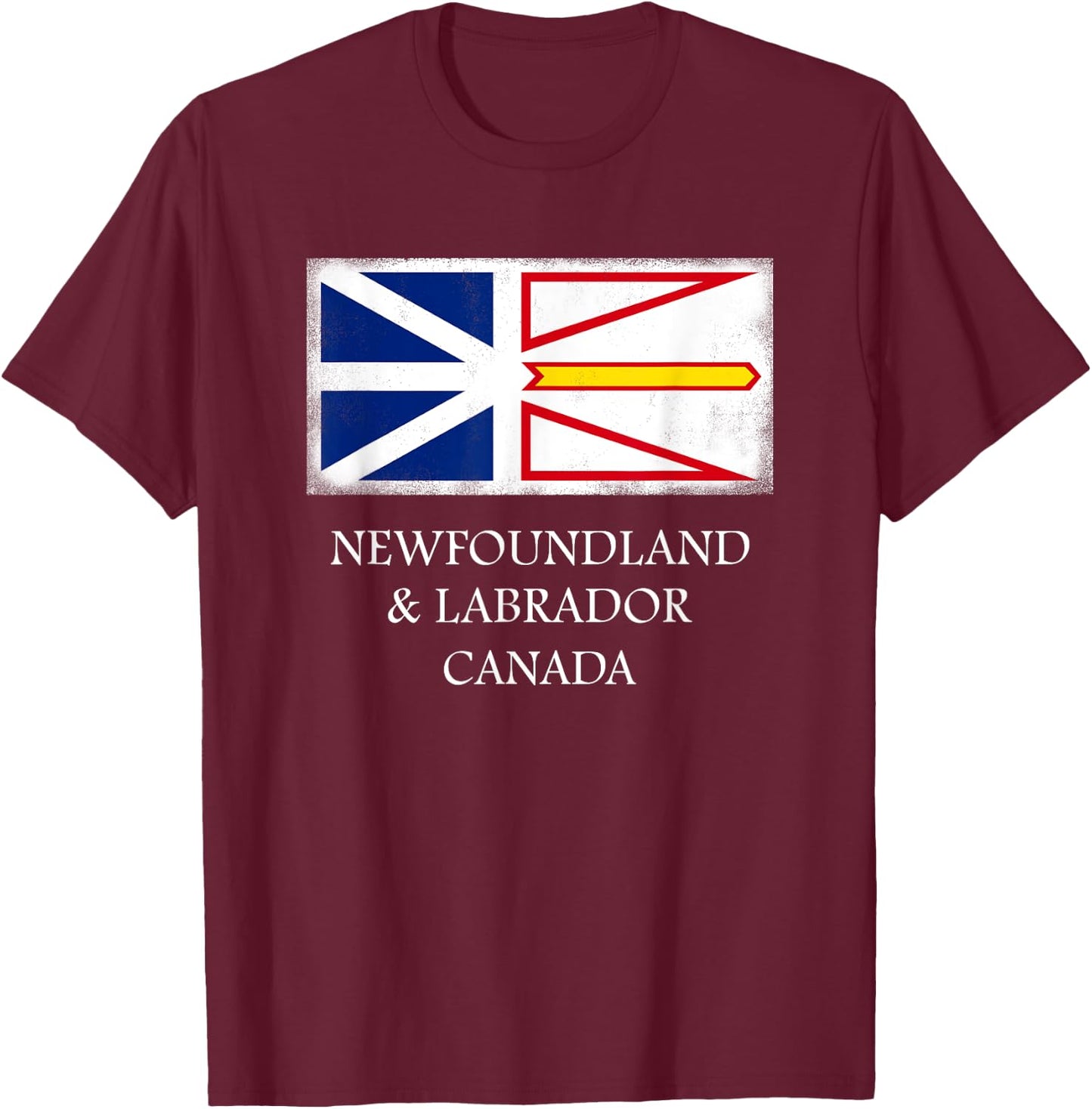 Newfoundland Labrador Canada Vintage Provincial Flag T-Shirt - T-Shirt | Maroon