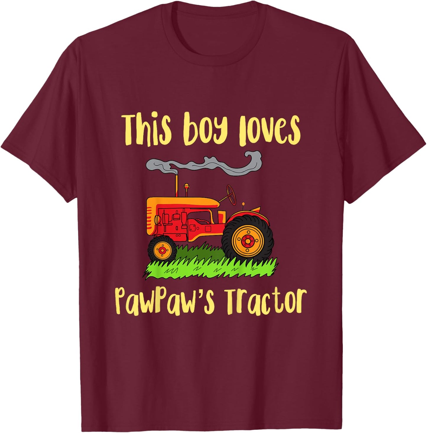 Kids Kids Tractor Grandpa - Just a boy who loves PawPaw's Tractor T-Shirt - T-Shirt | Maroon