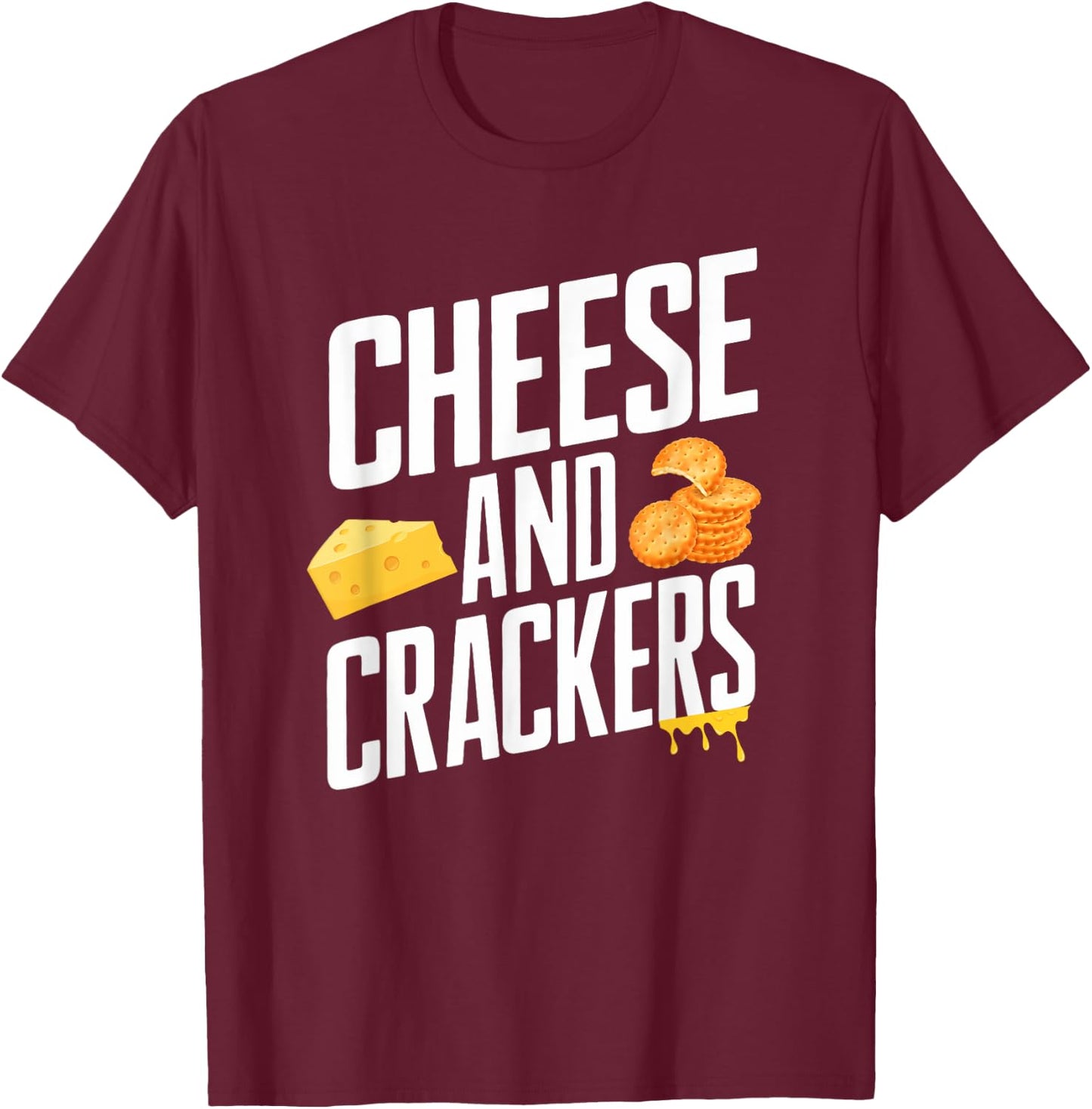 Vintage Crackers and Cheese Halloween Couple Design T-Shirt - T-Shirt | Maroon