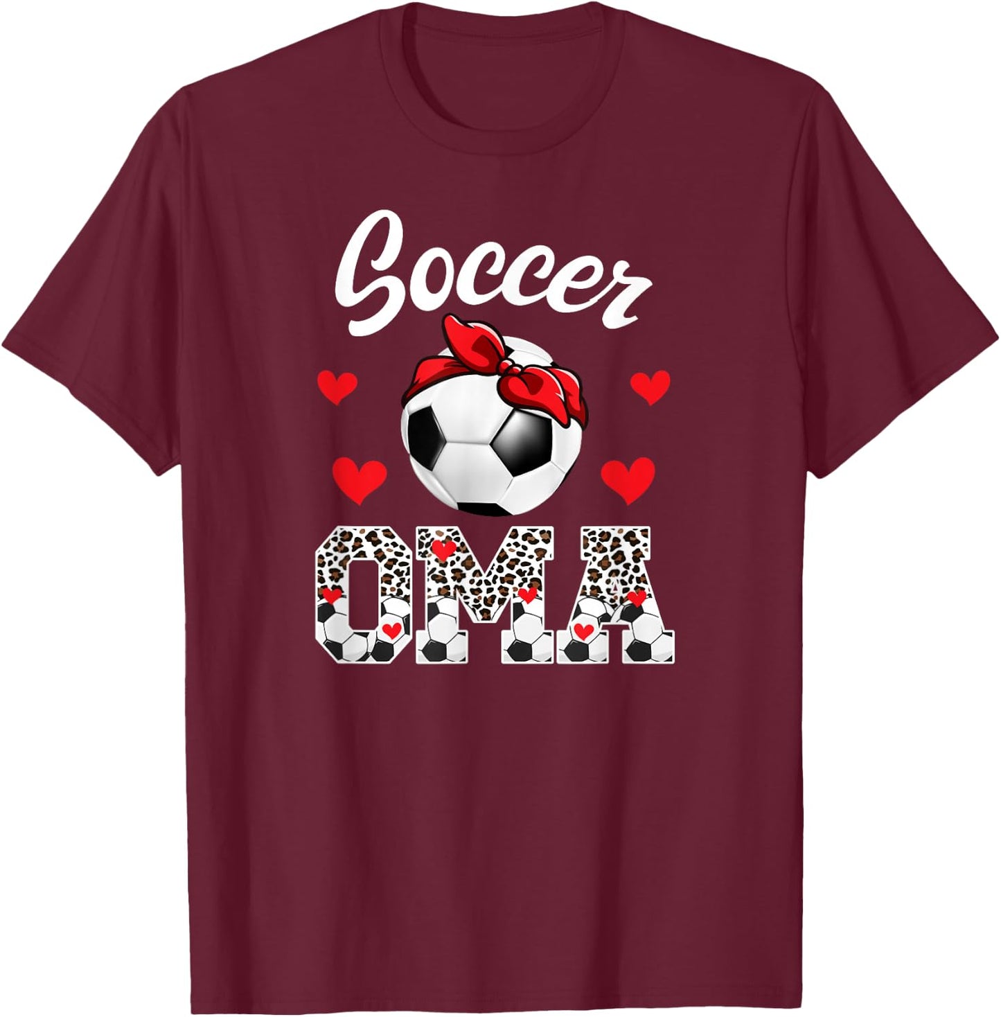 Soccer Oma Leopard Grandma Oma Of A Soccer Player Oma T-Shirt - T-Shirt | Maroon