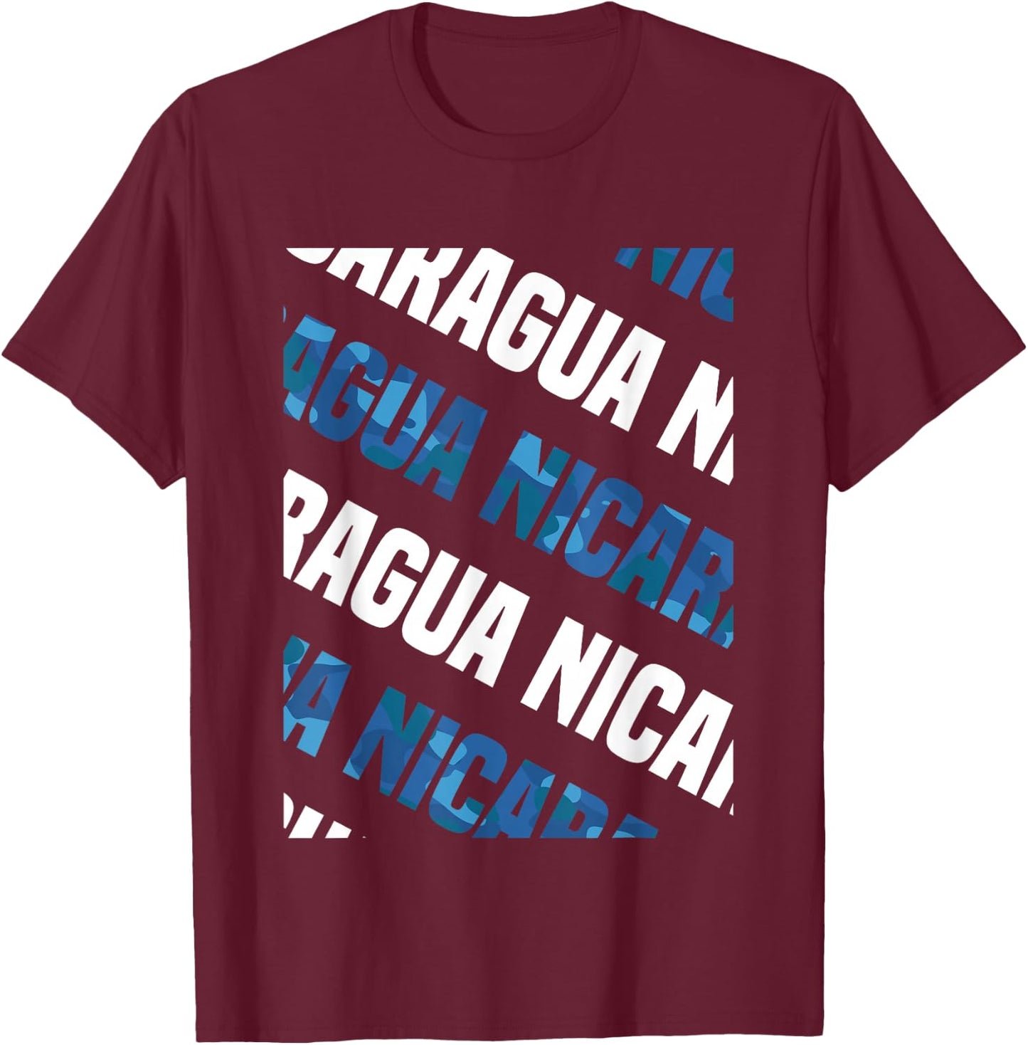 Nicaragua Camo Pattern Blue Camouflage T-Shirt - T-Shirt | Maroon