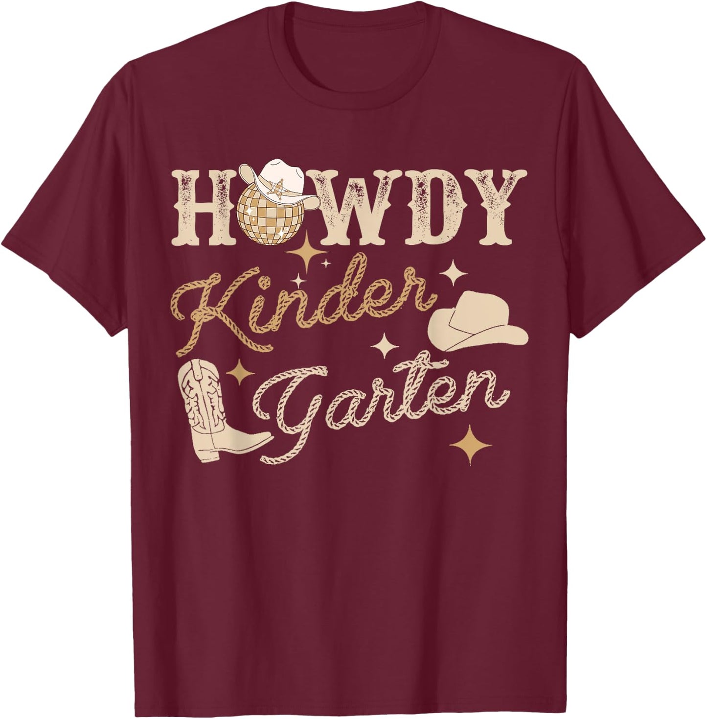 Howdy Kindergarten Teacher Rodeo Country Western Cowgirl , Small, Grey T-Shirt - T-Shirt | Maroon