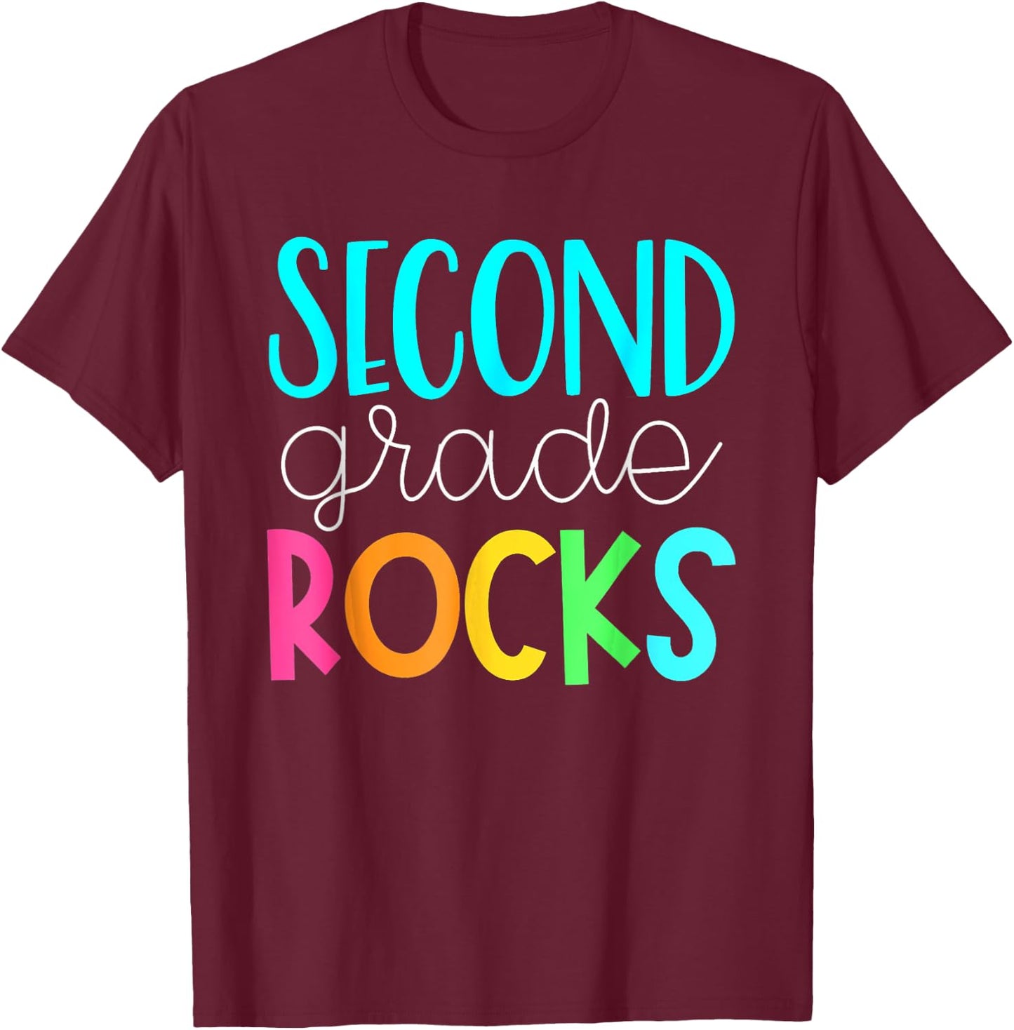 2nd grade rocks rocking 2nd grade teacher Women Girls Kids T-Shirt - T-Shirt | Maroon