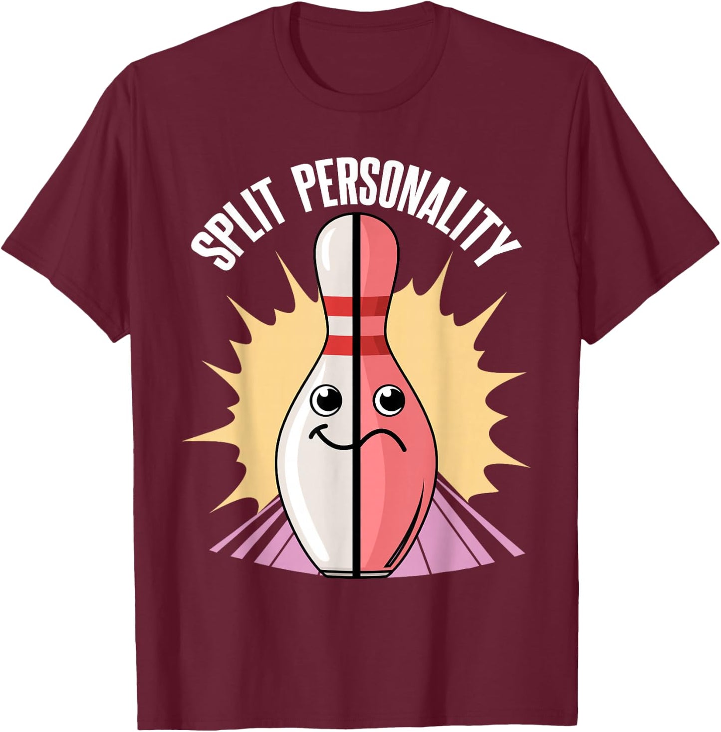 Split Personality Bowling Pin T-Shirt - T-Shirt | Maroon