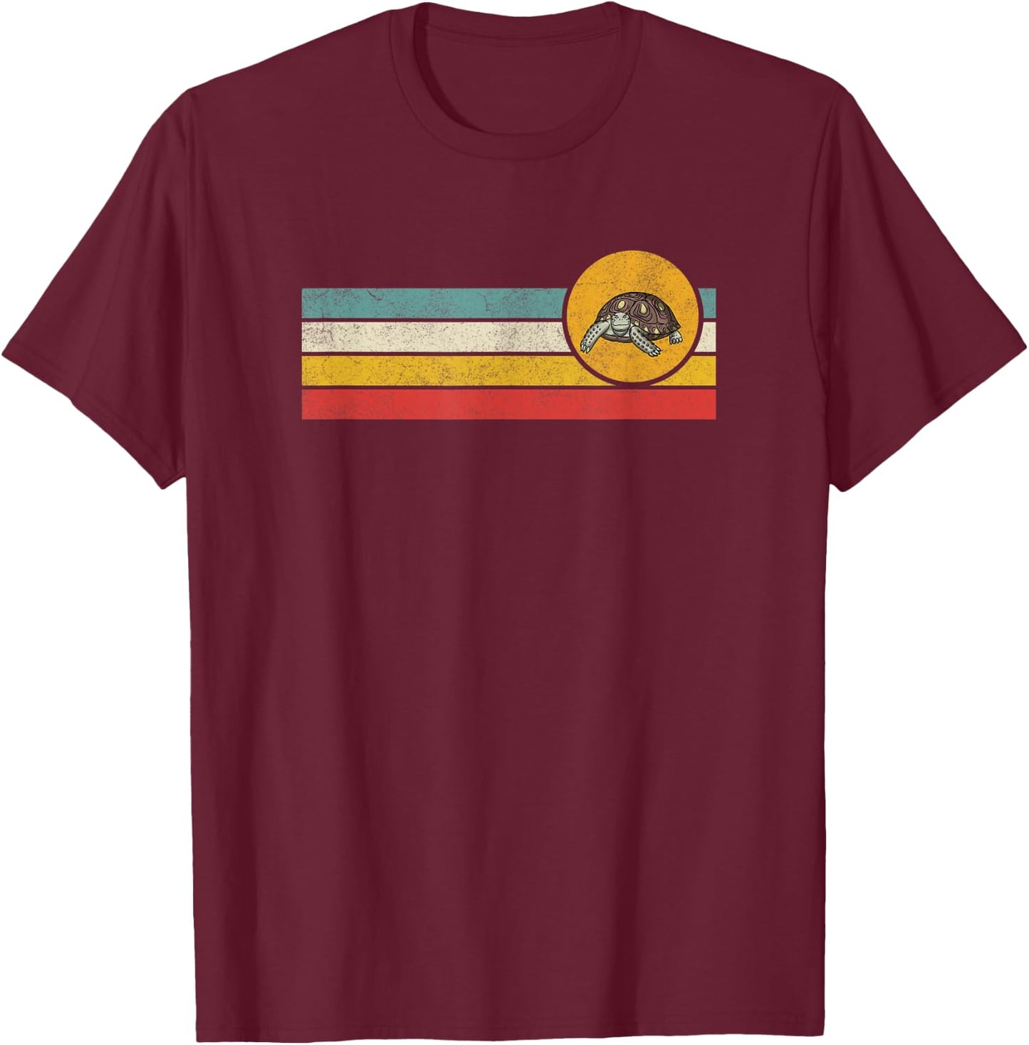 Tortoise Distressed Vintage Retro Style Sunset T-Shirt - T-Shirt | Maroon