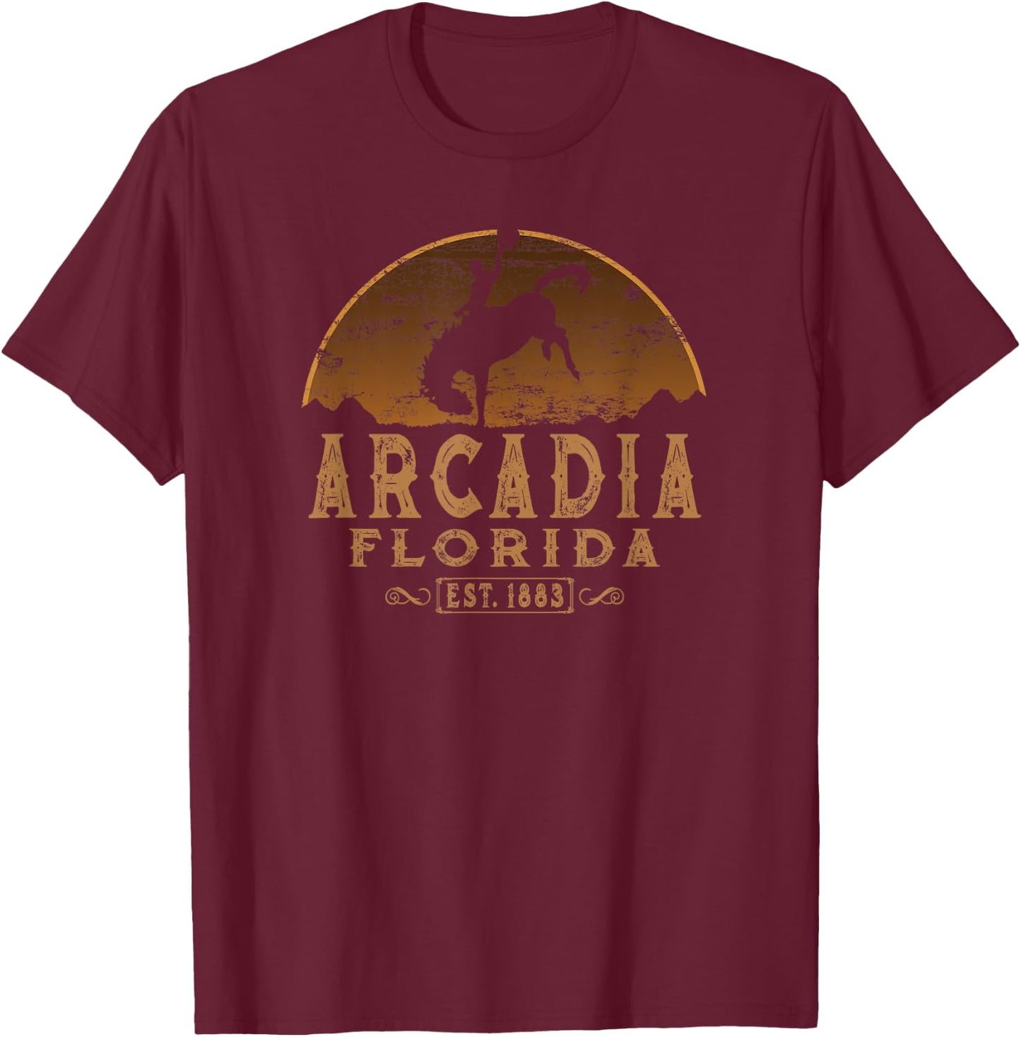 Arcadia Florida FL Rodeo Cowboy T-Shirt - T-Shirt | Maroon