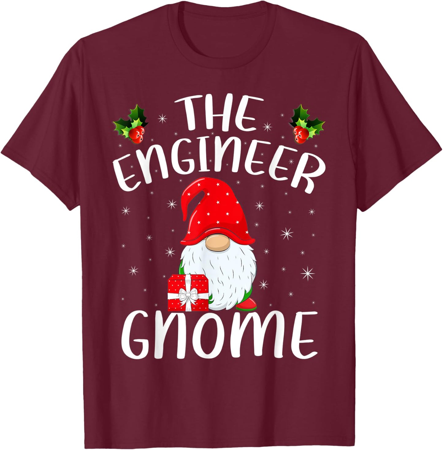 Matching Family Group Christmas The Engineer Gnome T-Shirt - T-Shirt | Maroon