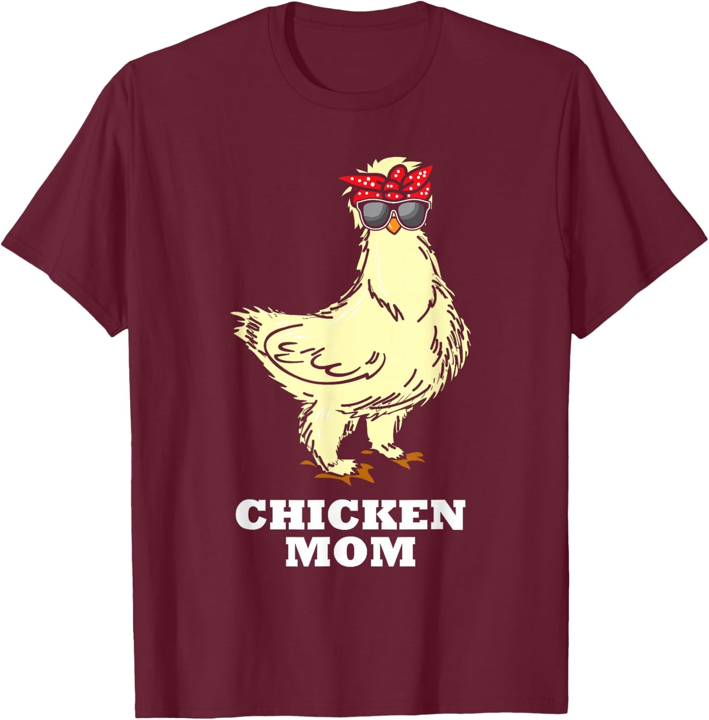 Silkie Chicken Mom Gift Cute Sunglasses Animal T-Shirt - T-Shirt | Maroon