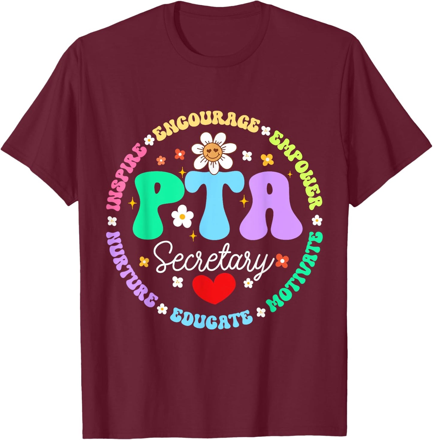Parents Teacher Association Team Supporter PTA Secretary T-Shirt - T-Shirt | Maroon
